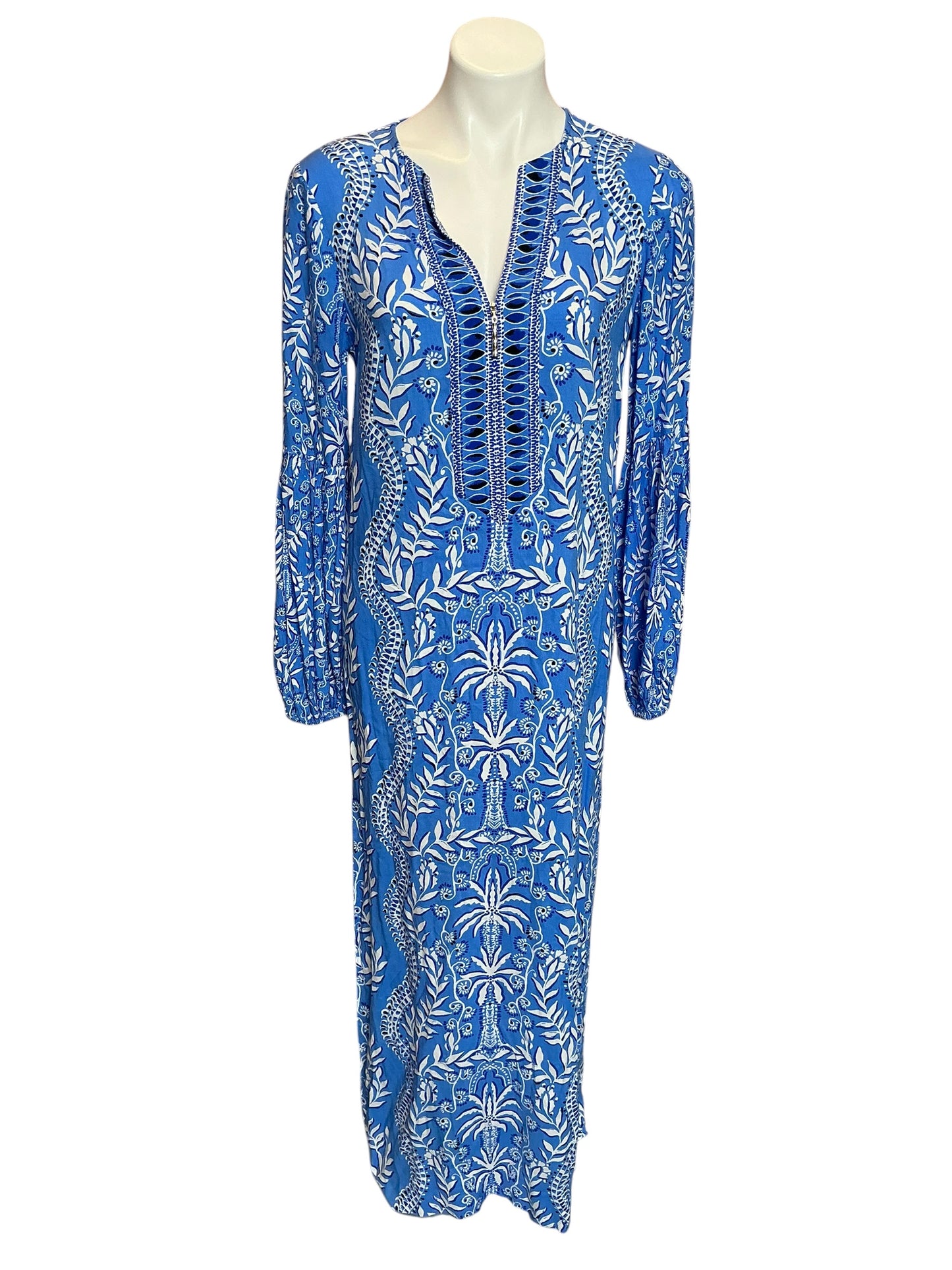 Lilly Pulitzer NWT Laurelie Long Sleeve Maxi Dress Abaco Blue Have It Both Rays Engineered - Size 4