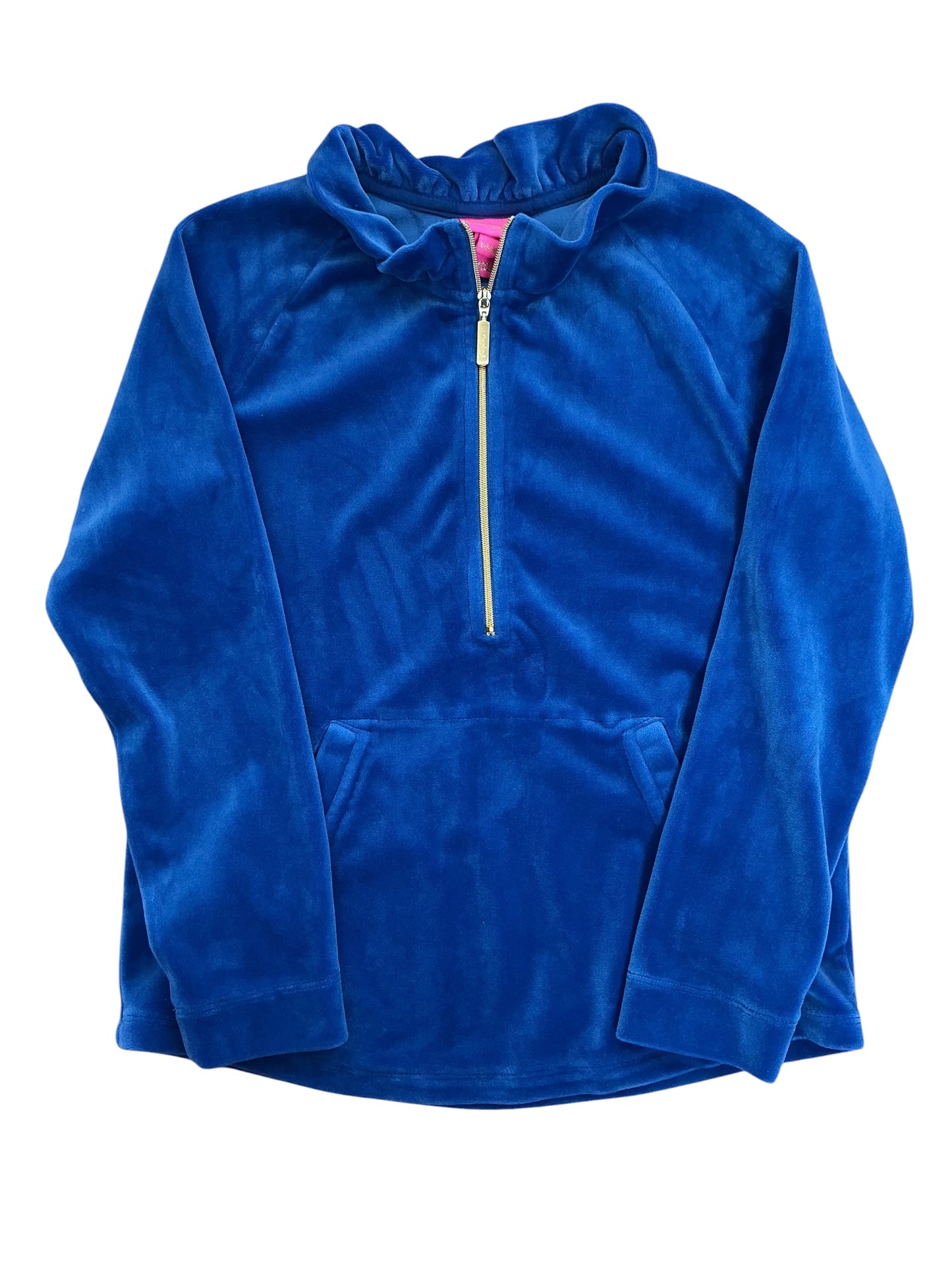 Lilly Pulitzer Kids Girls Mini Eleni Velour Pullover Royal Blue - Size L 8-10