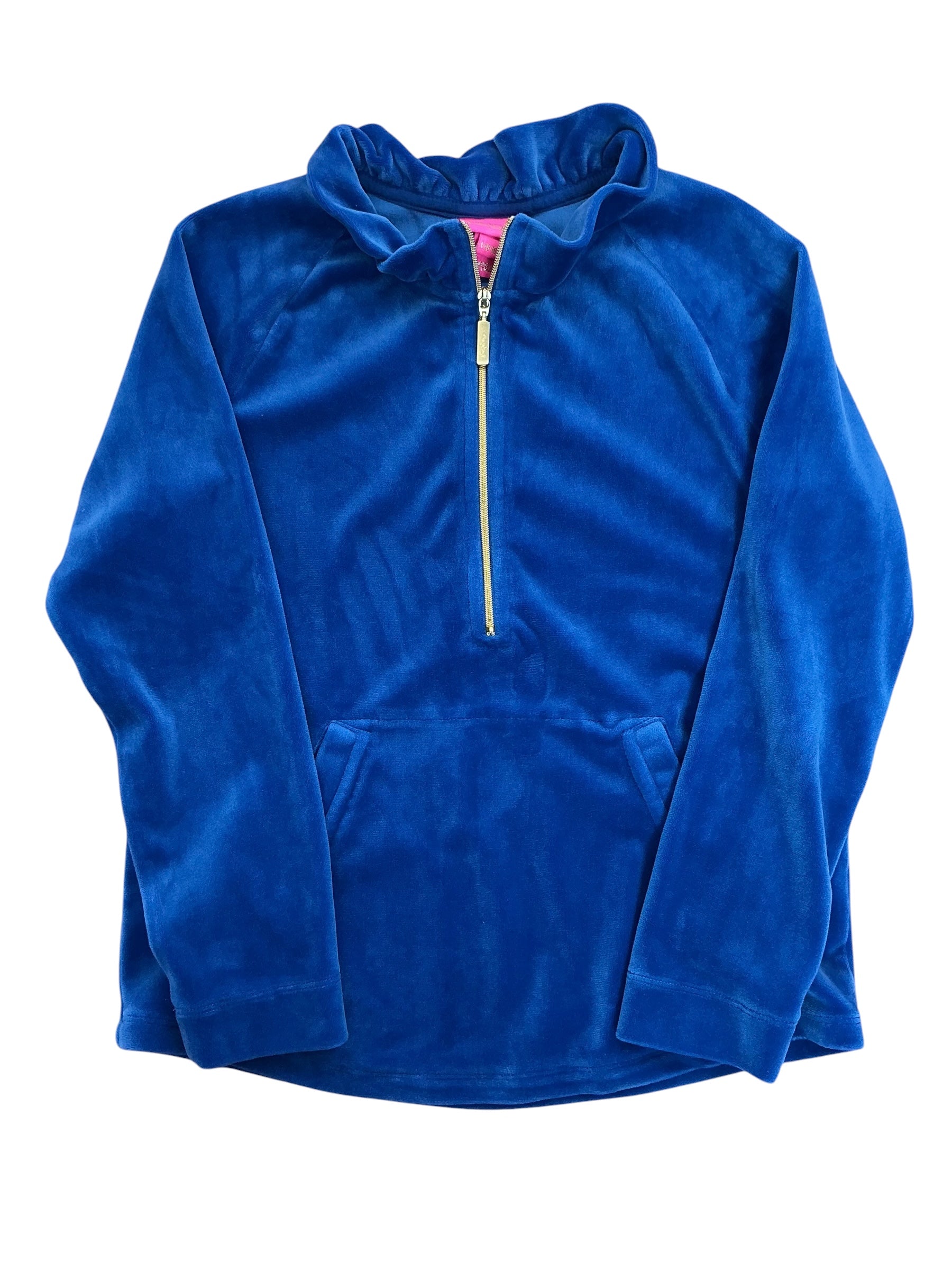 Lilly Pulitzer Kids Girls Mini Eleni Velour Pullover Royal Blue - Size L 8-10