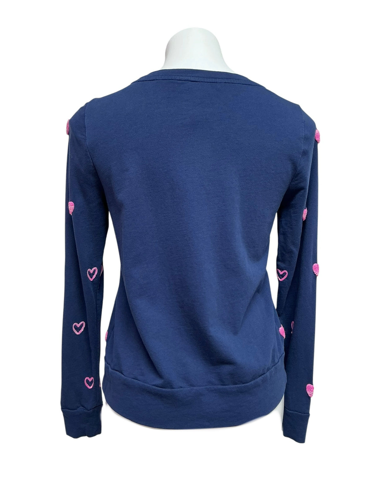 Lilly Pulitzer Rami Sweatshirt Top High Tide Navy Wild Heart - Size XS