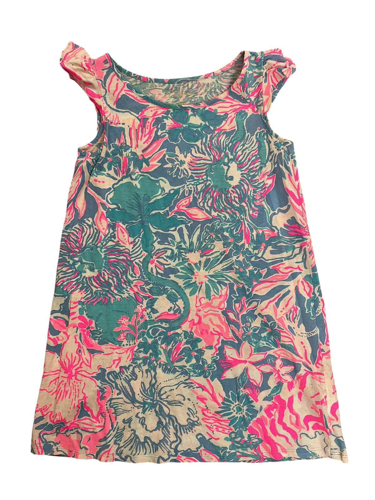 Lilly Pulitzer Kids Mini Laina T-Shirt Dress Viva La Lilly Blue Peri - Size M (6-7)