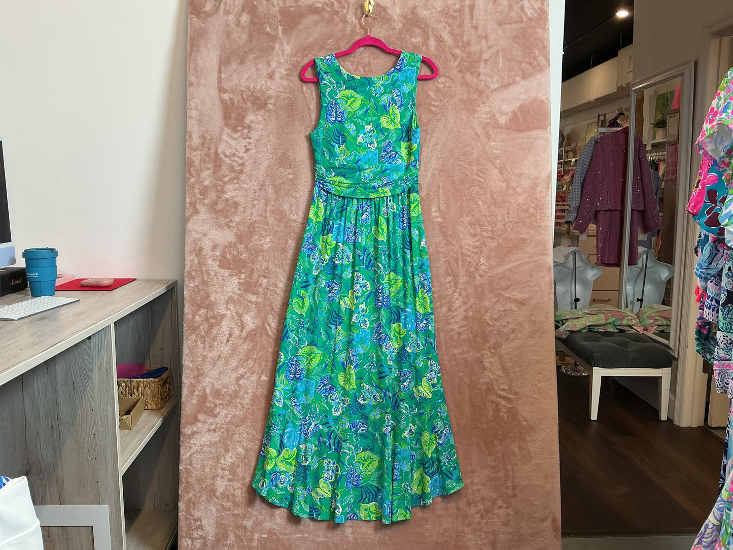 Lilly Pulitzer NWT Moana Maxi Dress Botanical Green In A Flutter - Size S
