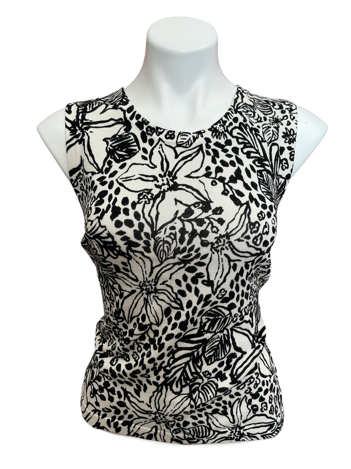 Lilly Pulitzer Fairley Sweater Shell Top Onyx Lots To Spot - Size L