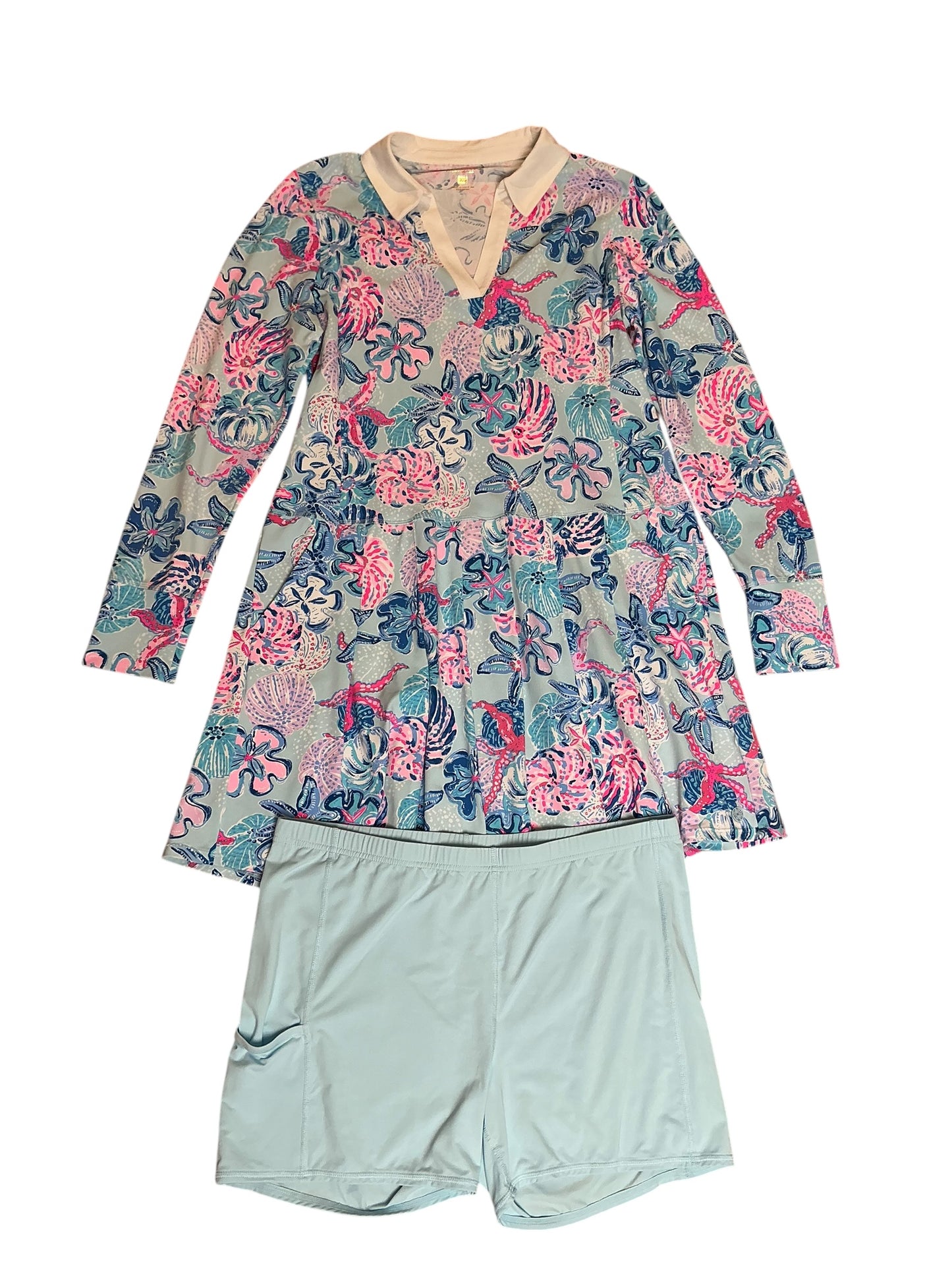 Lilly Pulitzer Turtle Club Dress Multi Bahamas Beachcomber Set With Shorts - Size XL