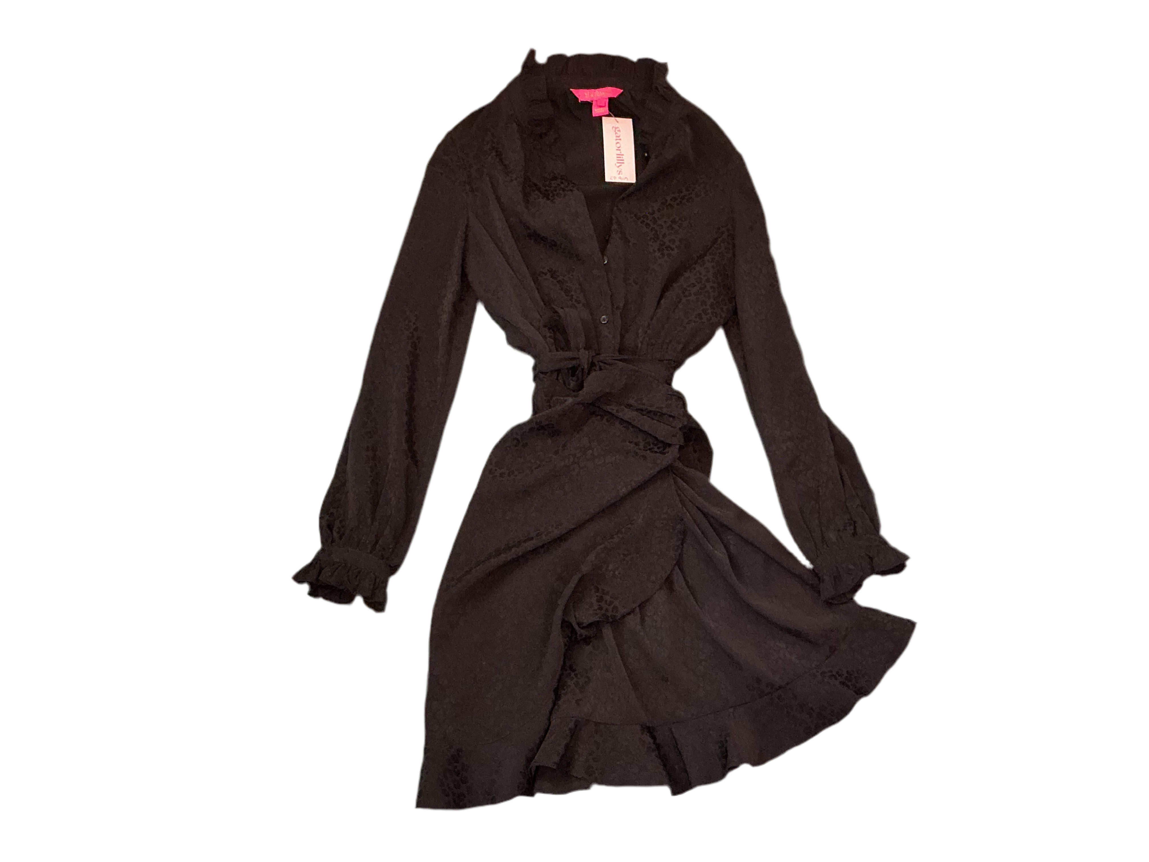 Lilly Pulitzer Abriana Faux Wrap Dress Onyx Leopard Jacquard - Size 0