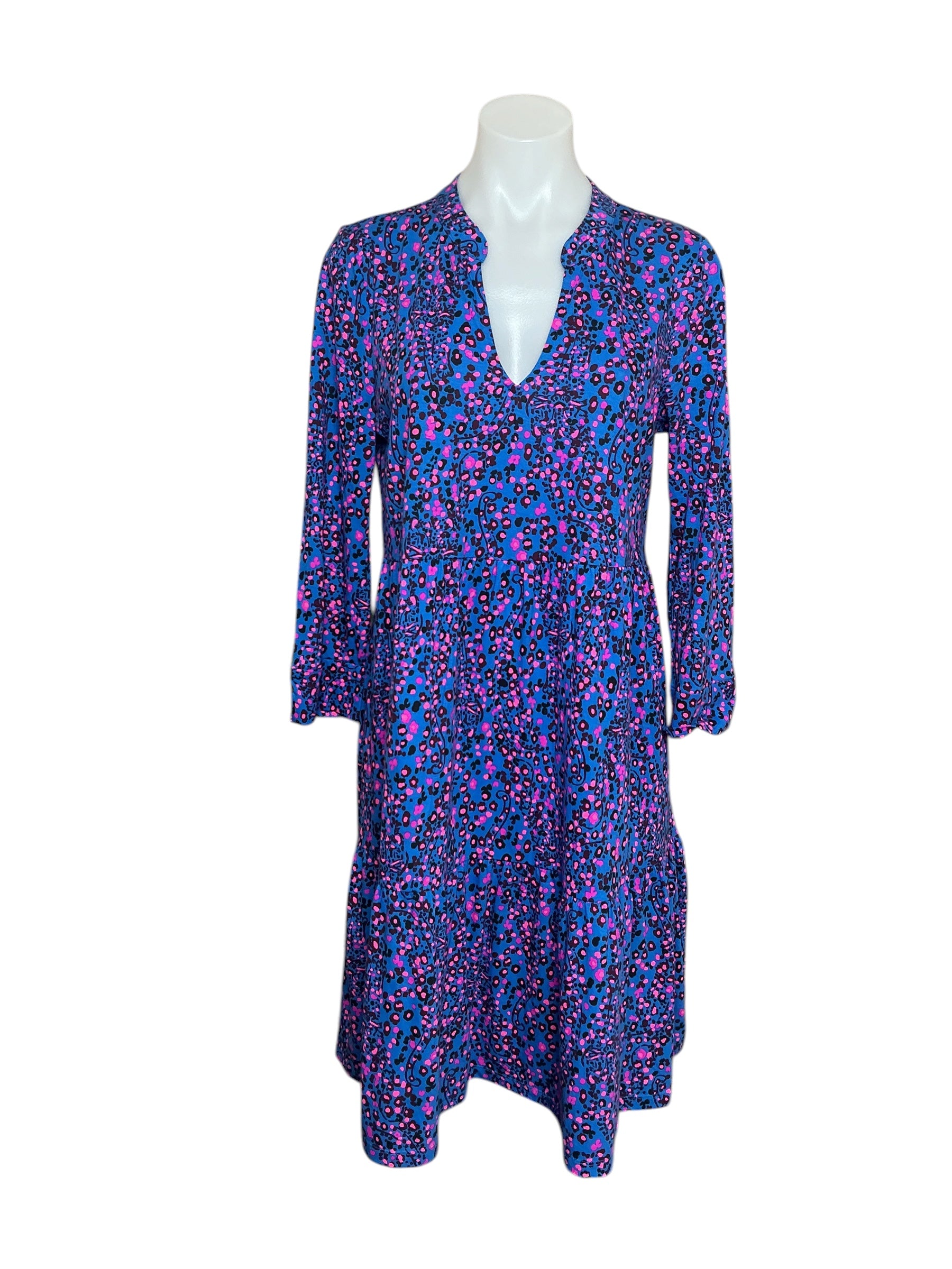Lilly Pulitzer Alaina 3/4 Sleeve Dress - Blue Flare Growl And Prowl - Size M