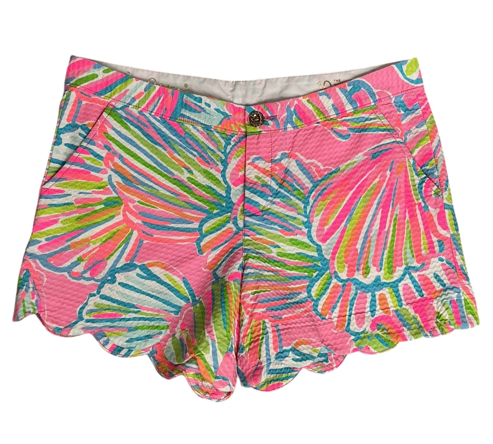 Lilly Pulitzer Buttercup Scalloped Short Pink Pout Shellabrate - Size 10