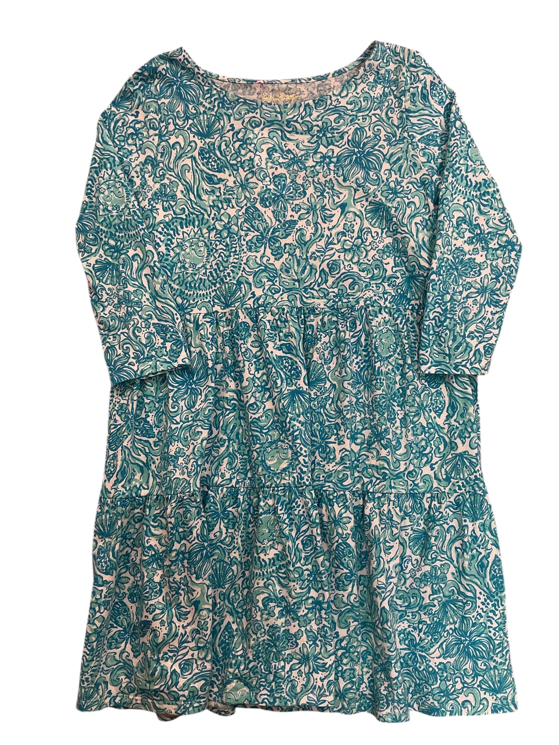Lilly Pulitzer Girls Kids Mini Geanna Dress Resort White Took Me By Sunrise - Size XL 12-14