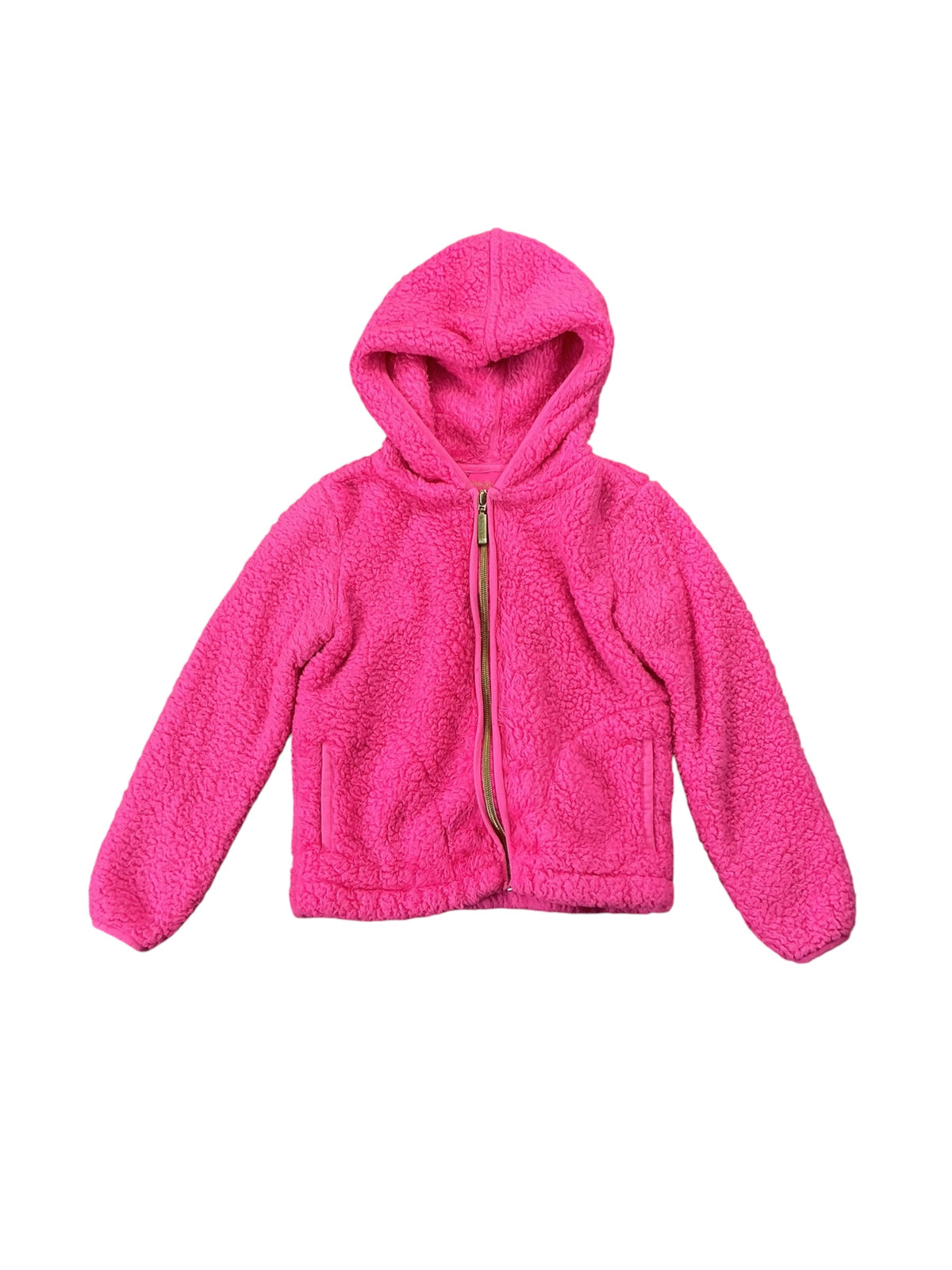 Lilly Pulitzer Girls Sherpa Faux Fur Zip-Up Hoodie Jacket Pink Isle - Size S (4-5)
