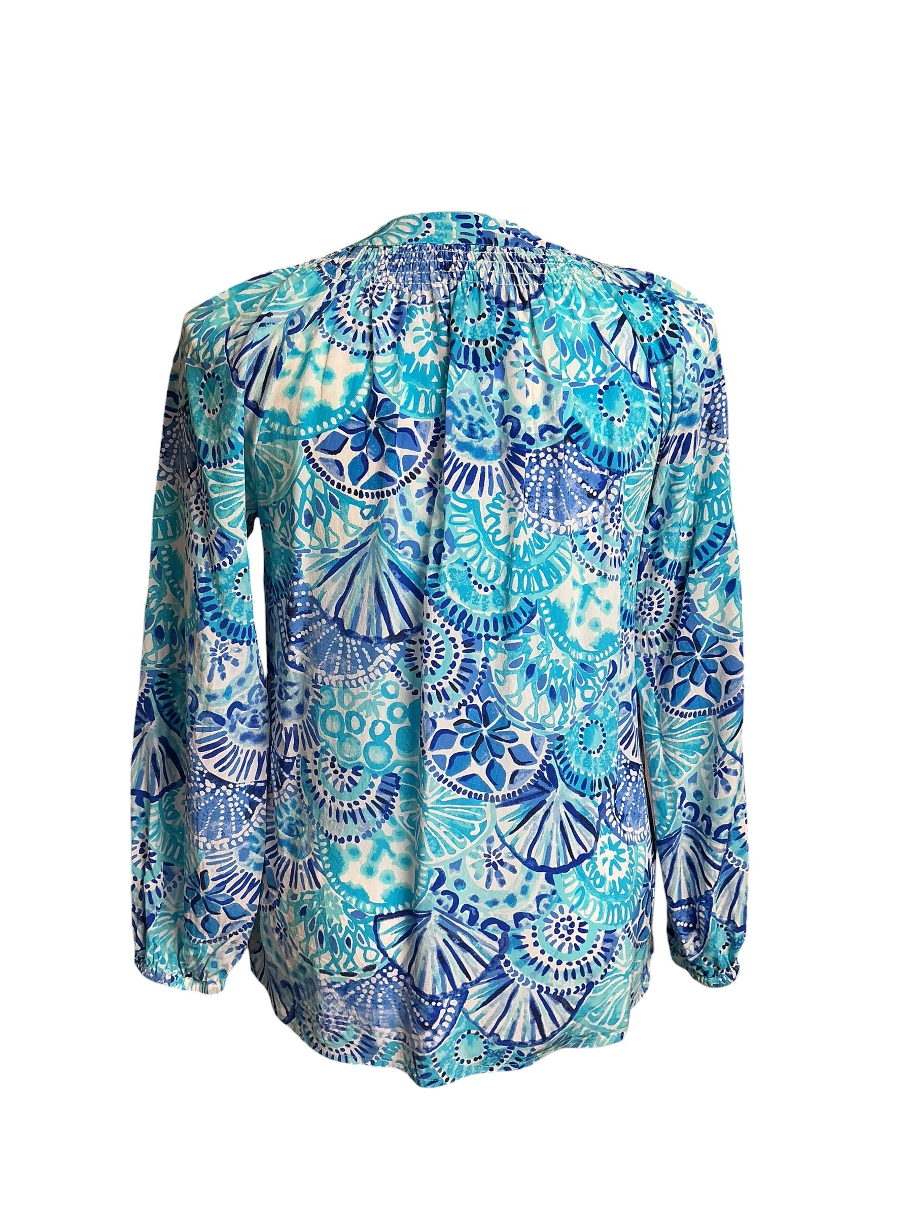 Lilly Pulitzer Captain Pullover - Turquoise Oasis Half Shell - Size L