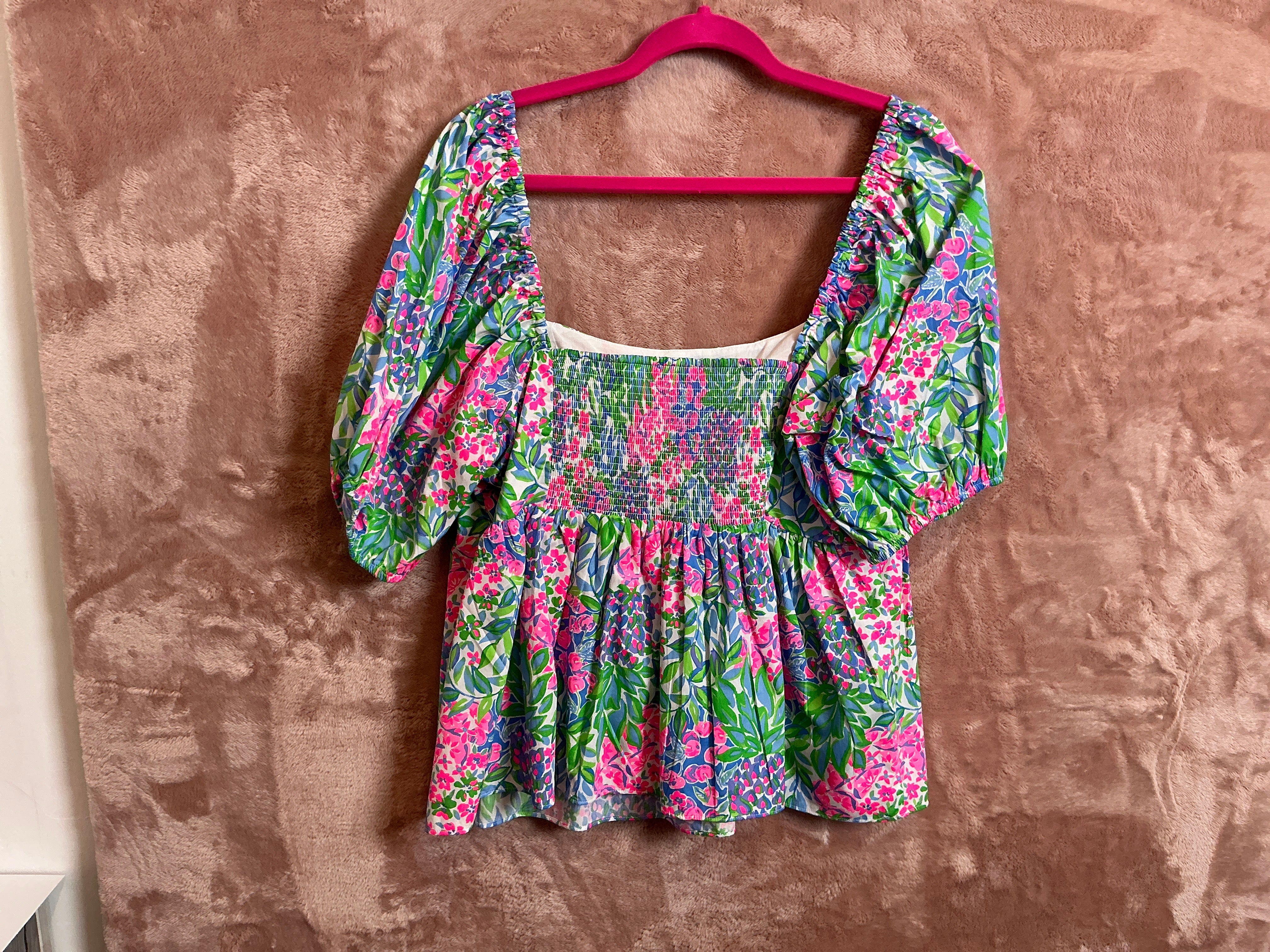 Lilly Pulitzer Top NWT - Kay Short Sleeve Cotton Top - Multi - A Cherry On Top - Size 16