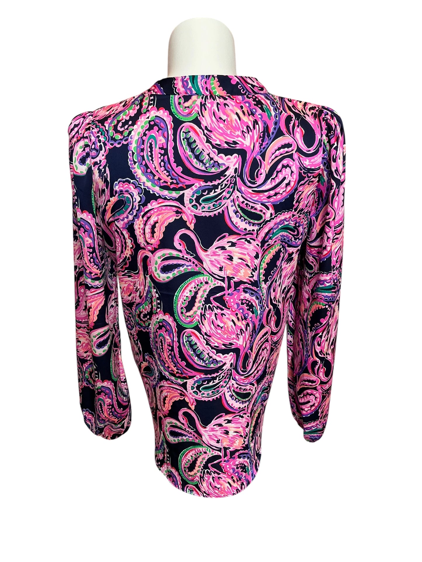 Lilly Pulitzer Elsa Silk Top Flock To The Top - Size M