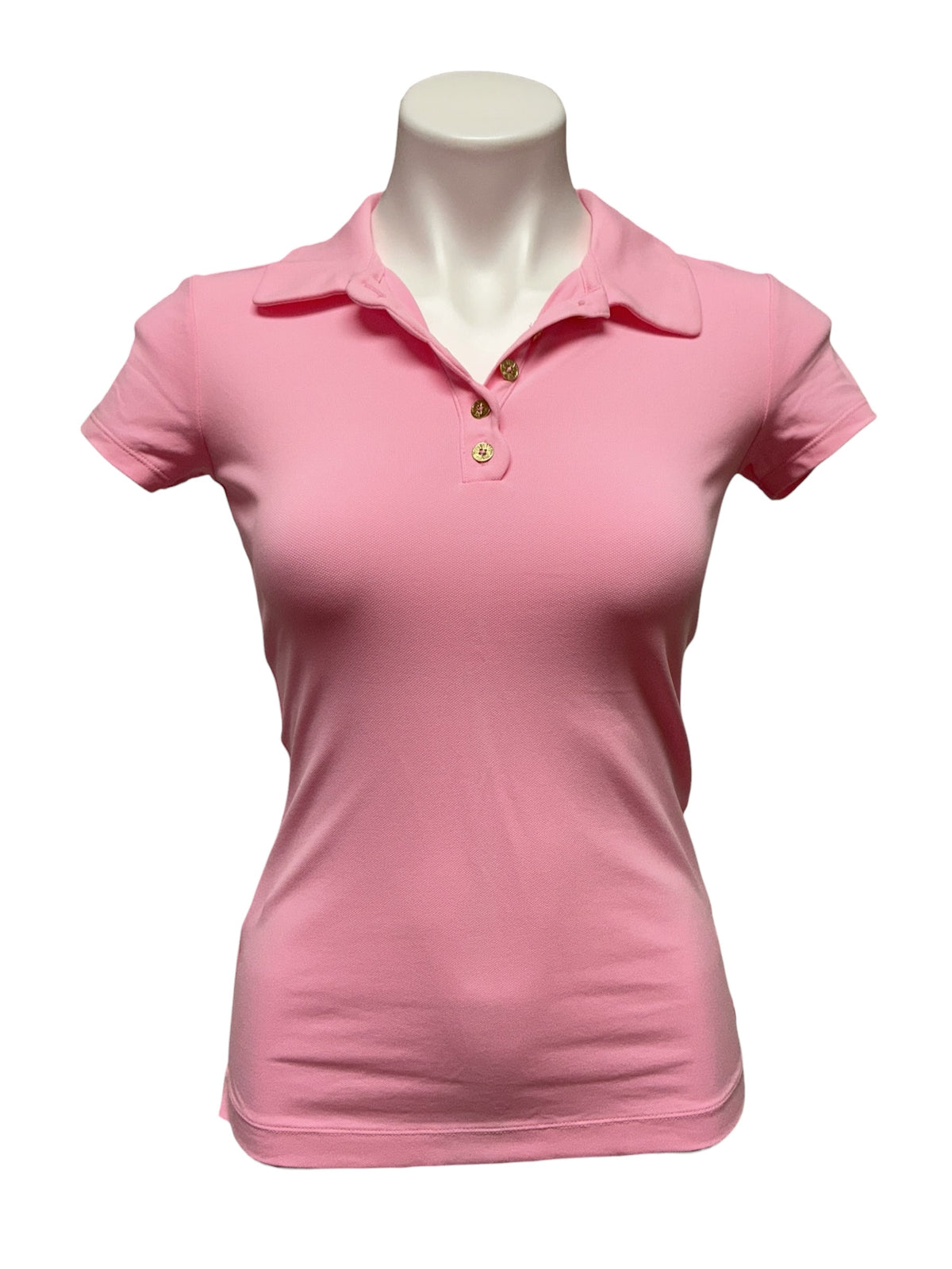 Lilly Pulitzer NWT Frida Scallop Polo UPF 50+ Conch Shell Pink - Size XXS