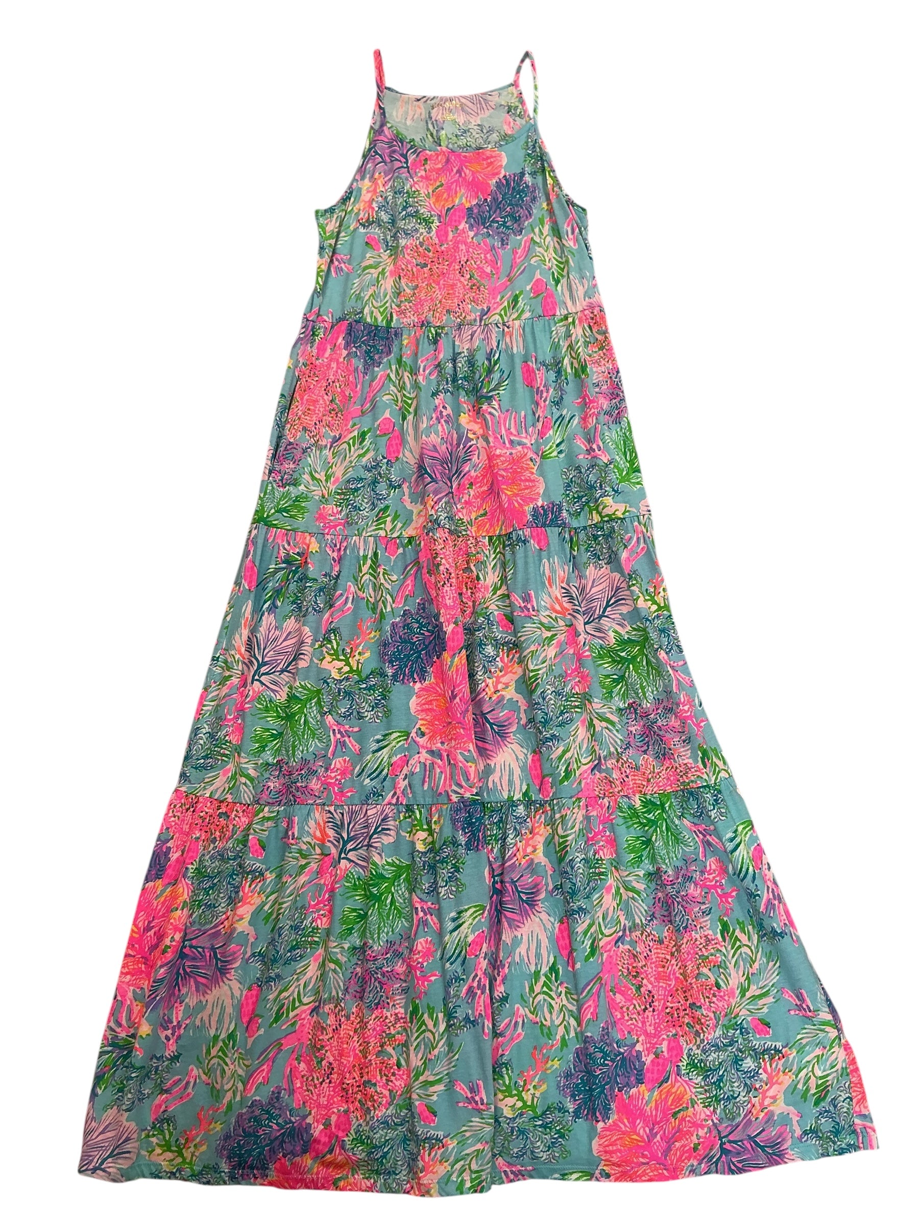 Lilly Pulitzer Harleigh Girls Maxi Dress Tiered Cay To My Heart - Size XL 12-14