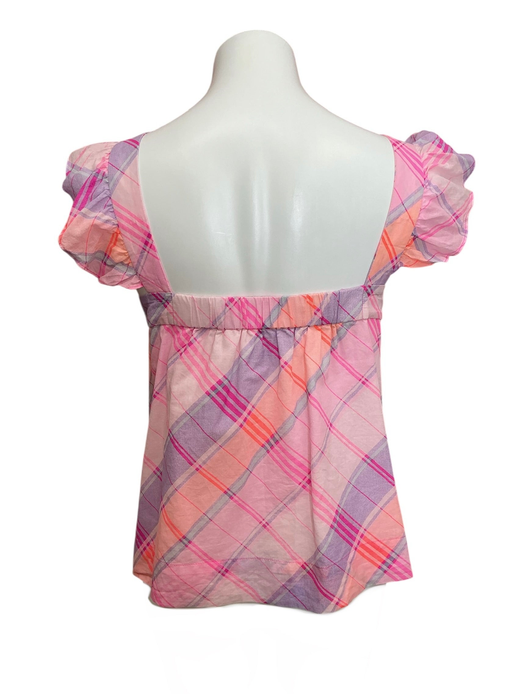 Lilly Pulitzer Reyna Top Pink Isle Madras Plaid - Size L