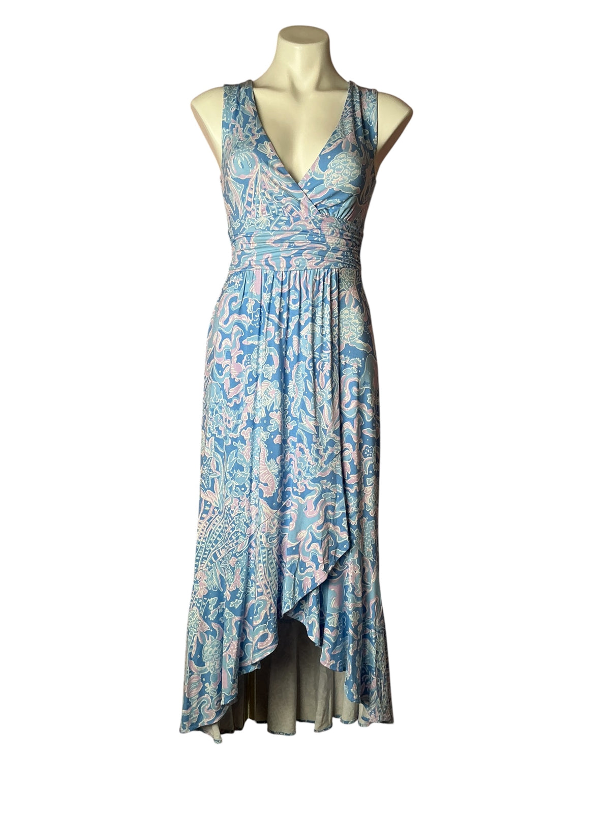 Lilly Pulitzer Moana Maxi Dress Boca Blue Sea What I Sea - Size XXS