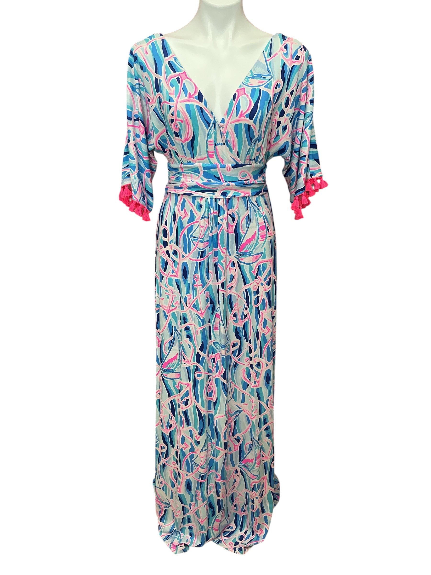 Lilly Pulitzer NWT  Parigi Maxi Dress Reel Nauti Skim Blue - Size XL