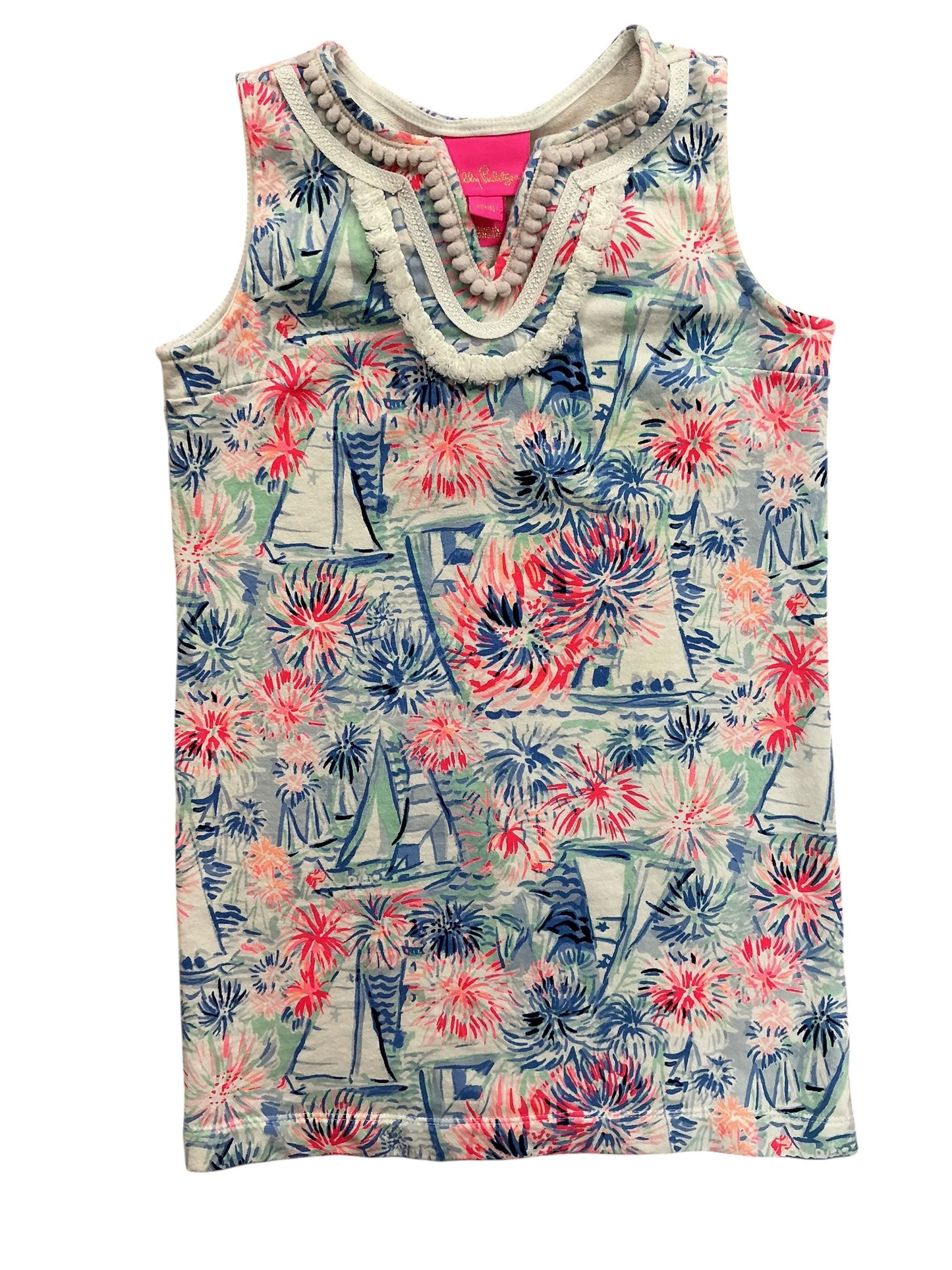 Lilly Pulitzer Kids Girls Mini Harper Shift Dress Sea To Shining Sea - Size S 4-5