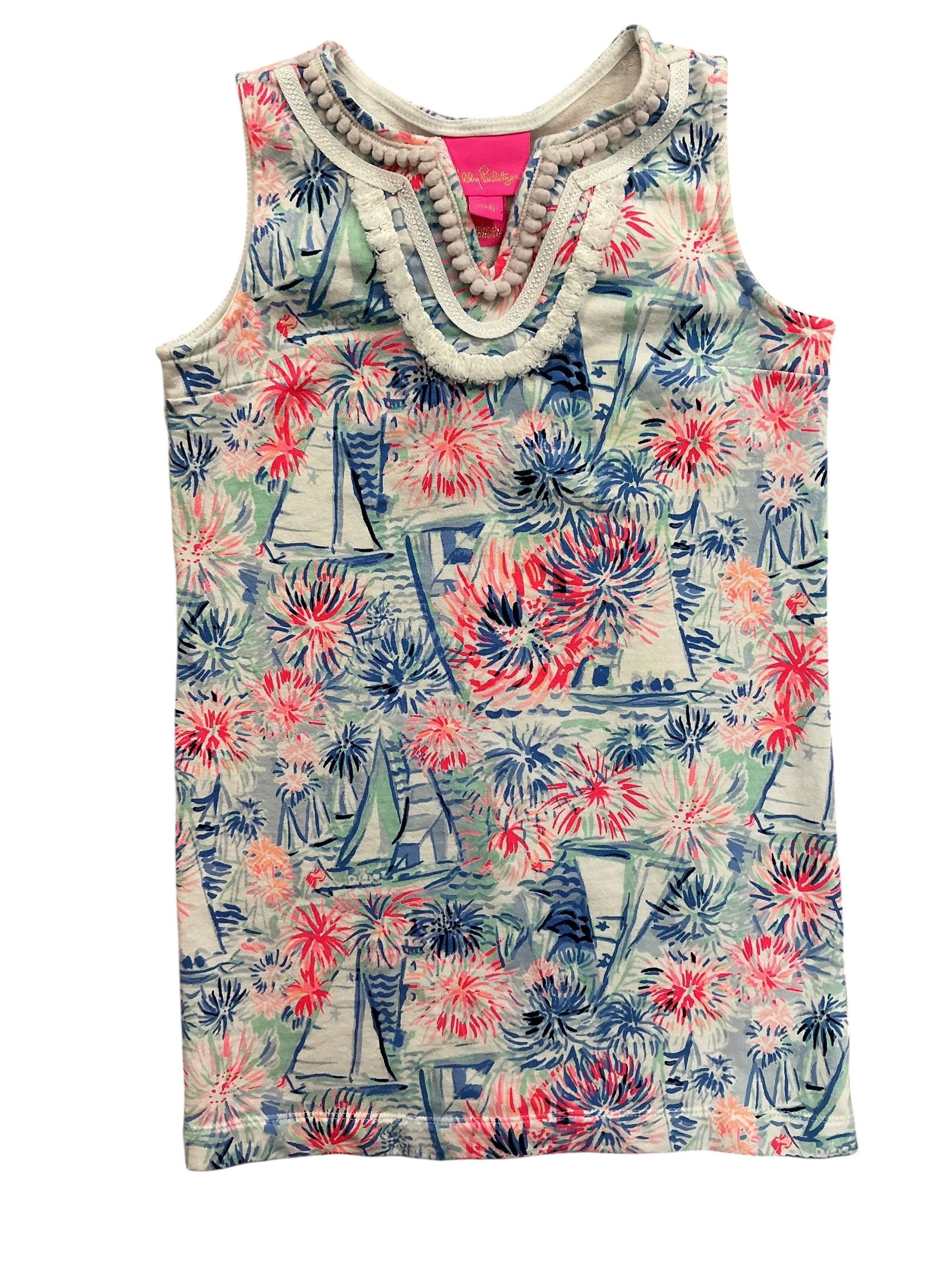 Lilly Pulitzer Kids Girls Mini Harper Shift Dress Sea To Shining Sea - Size S 4-5