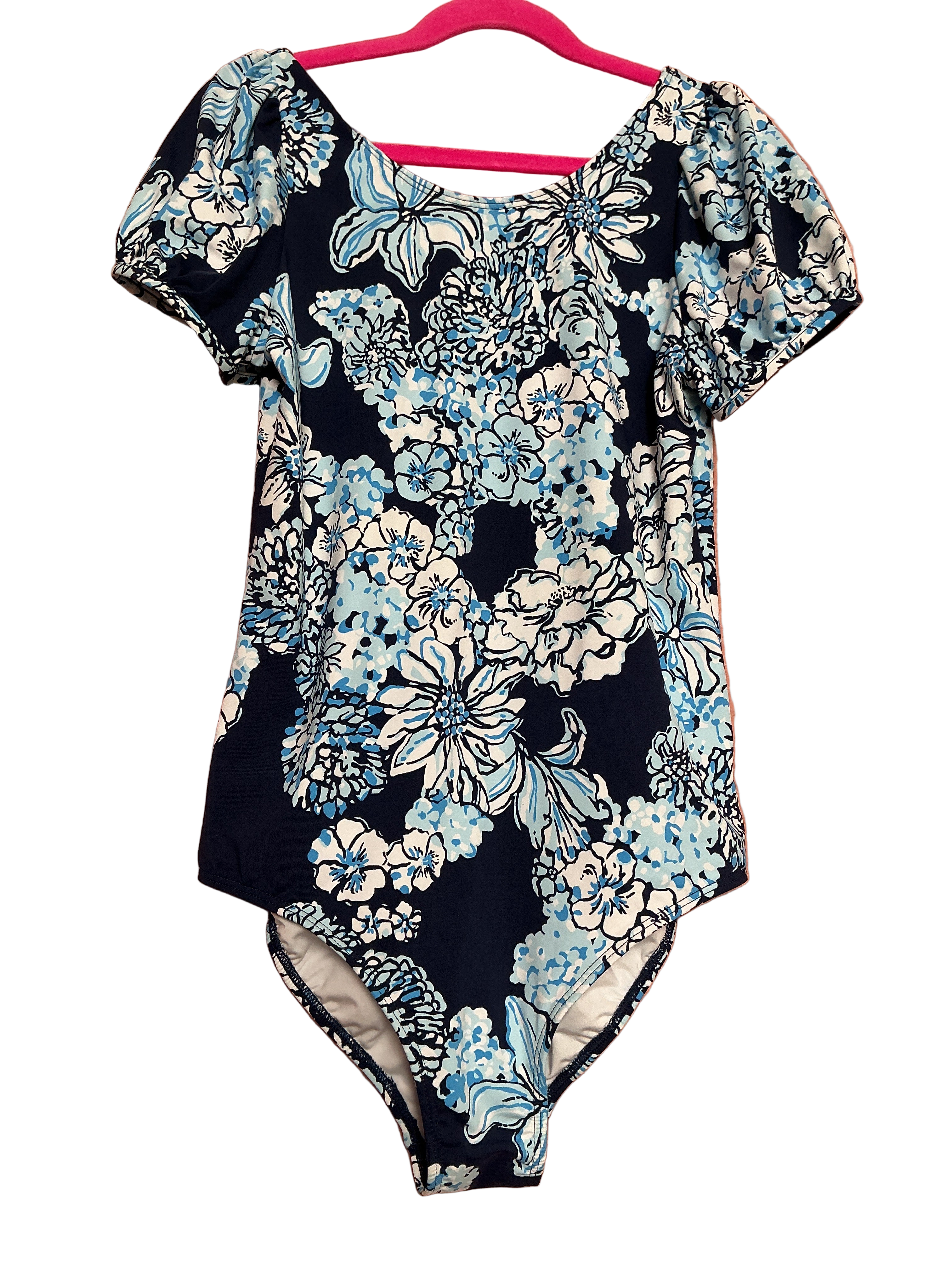 Lilly Pulitzer  NWT - Waterfall Kids Swimsuit - Low Tide Navy - Bouquet All Day Swim - Size 14
