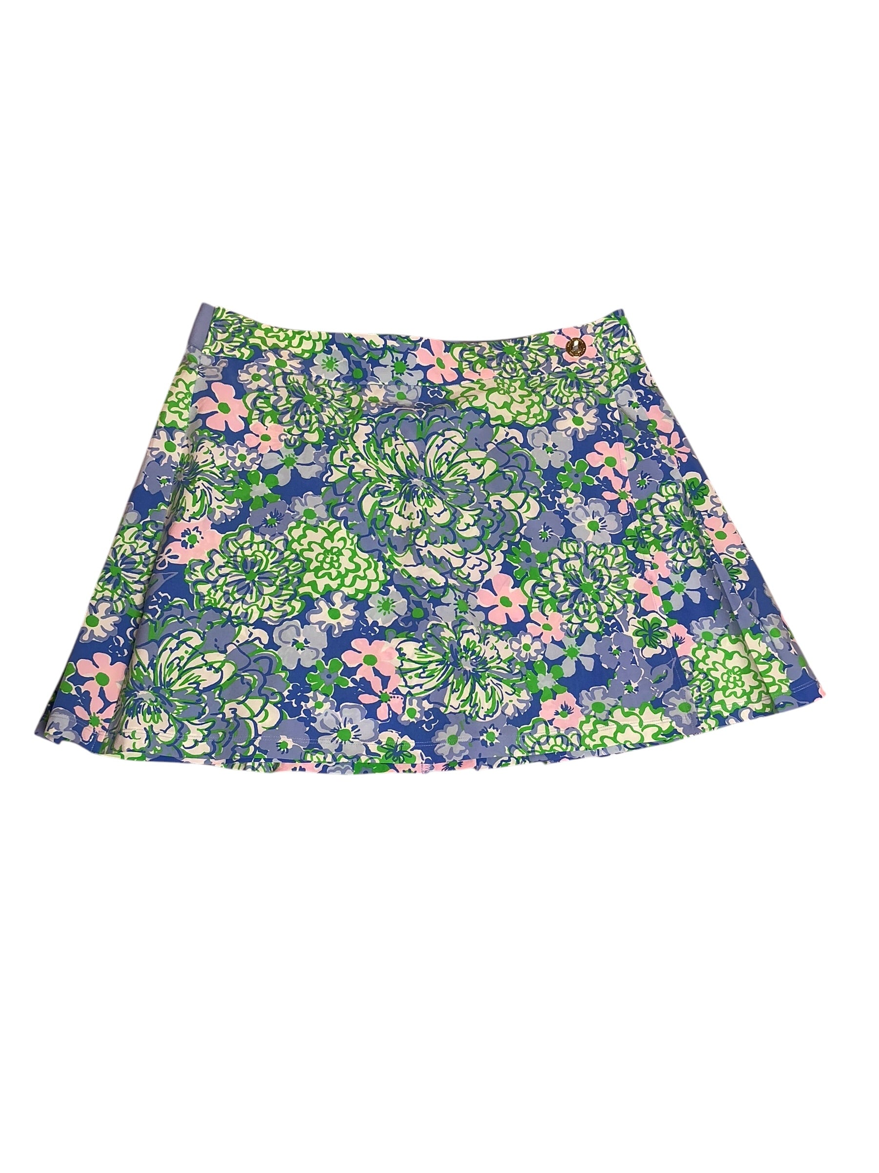 Lilly Pulitzer Luxletic Latitude High Rise Skort Sunwashed Blue Plumes in Bloom - Size 12