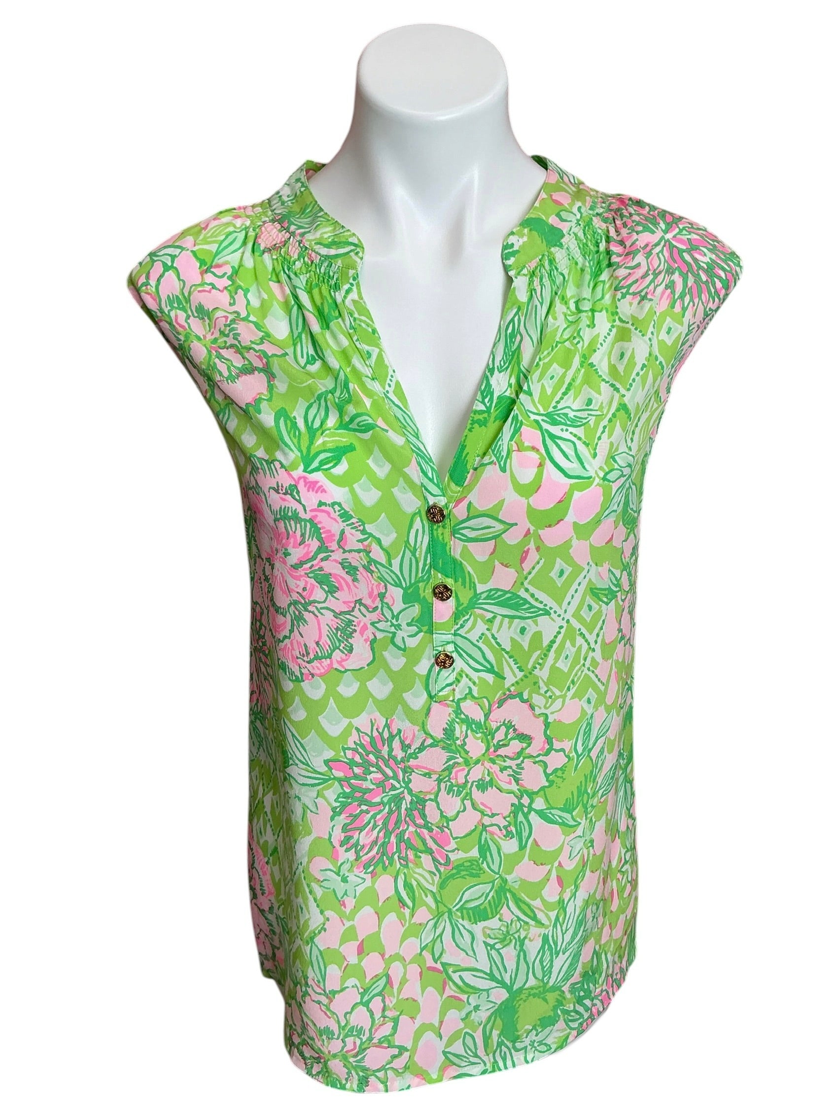 Lilly Pulitzer NWT Sleeveless Elsa Top Fauna Green Lime Feeling Good - Size XXL