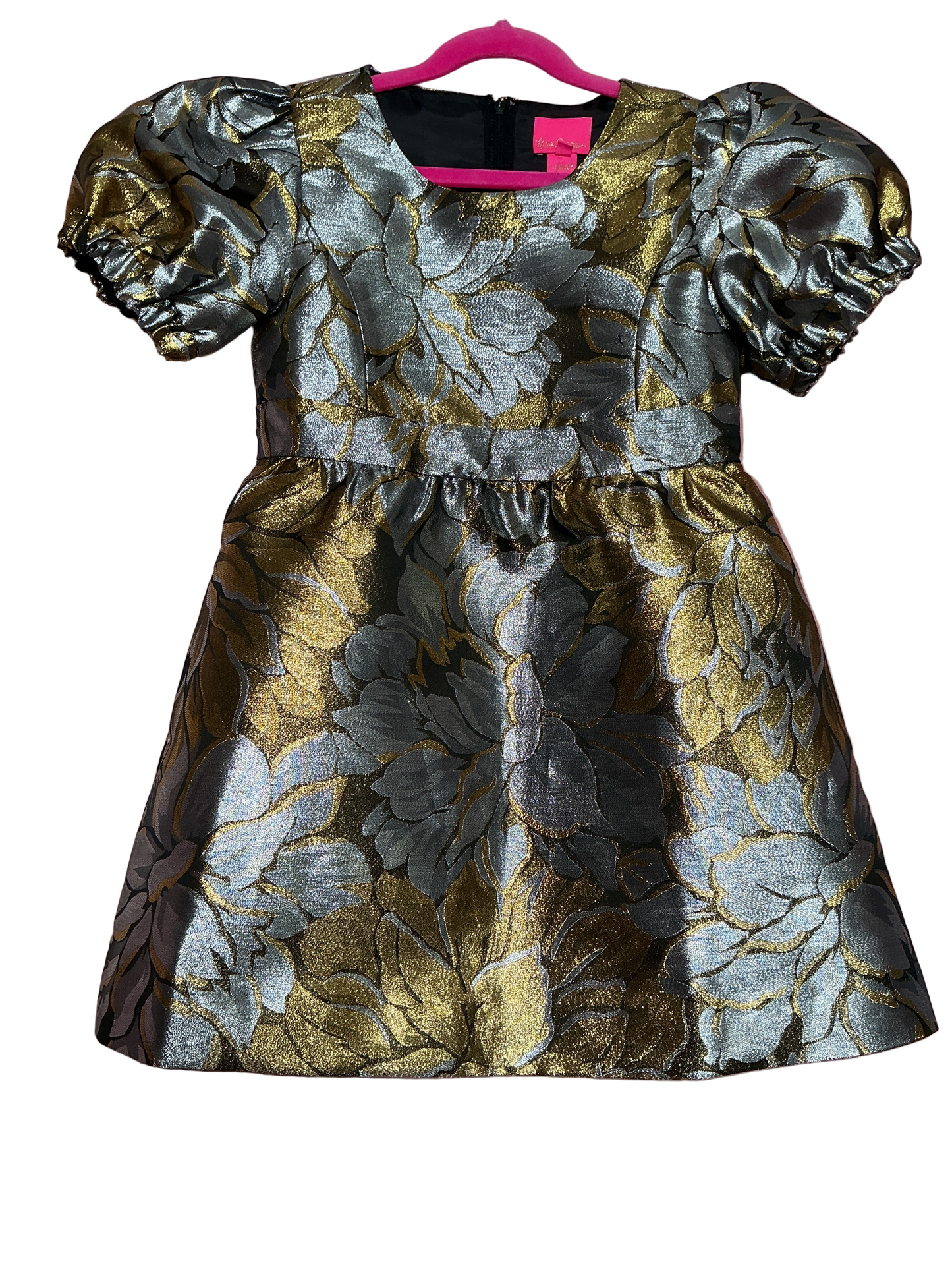 Lilly Pulitzer  NWT - Mini Priyanka Kids Dress - Gold Metallic - Peony Parade Brocade - Size 6