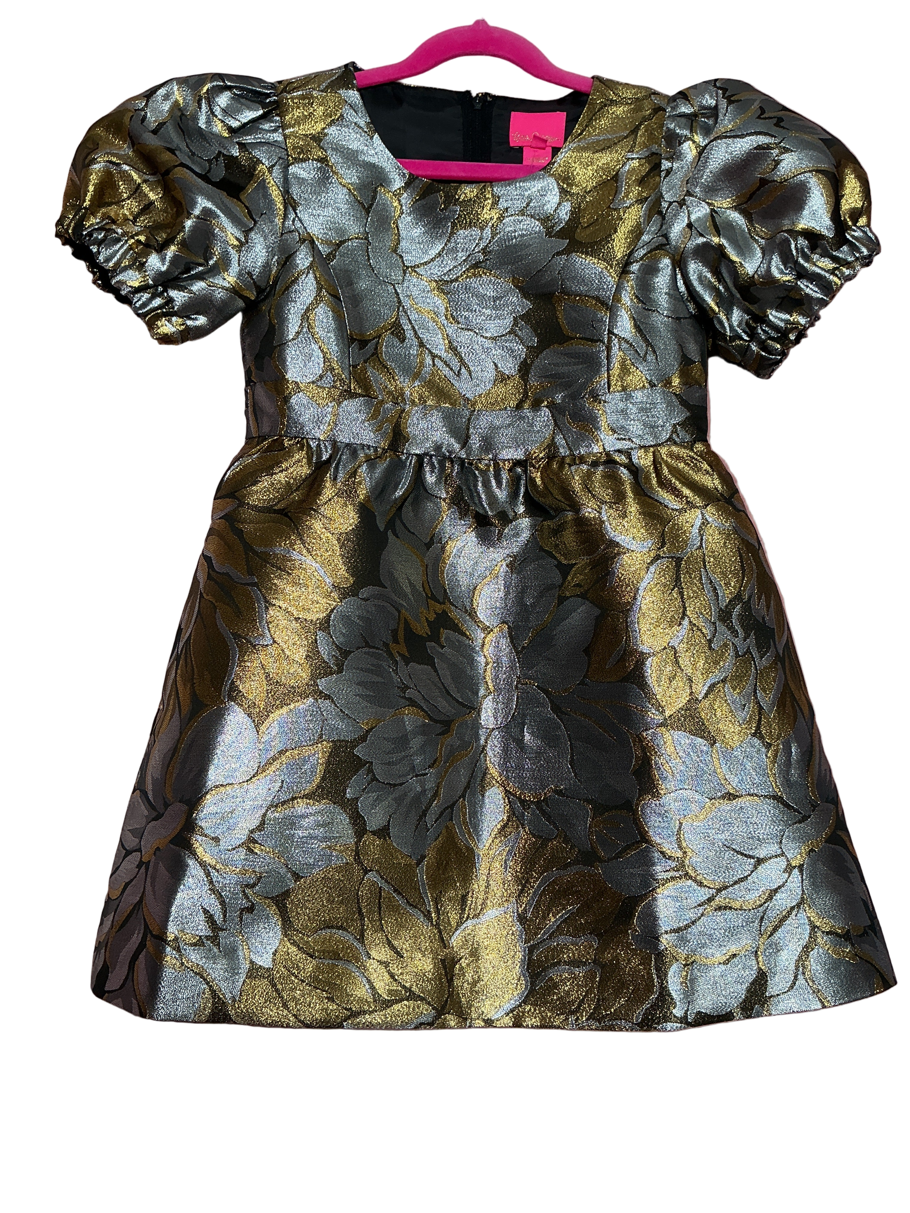 Lilly Pulitzer  NWT - Mini Priyanka Kids Dress - Gold Metallic - Peony Parade Brocade - Size 6