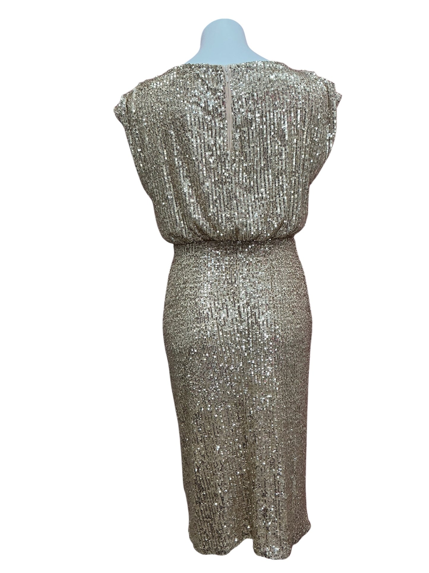 Lilly Pulitzer NWT Aylin Sequin Midi Dress Gold Metallic Treasure Box Sequin Knit - Size S