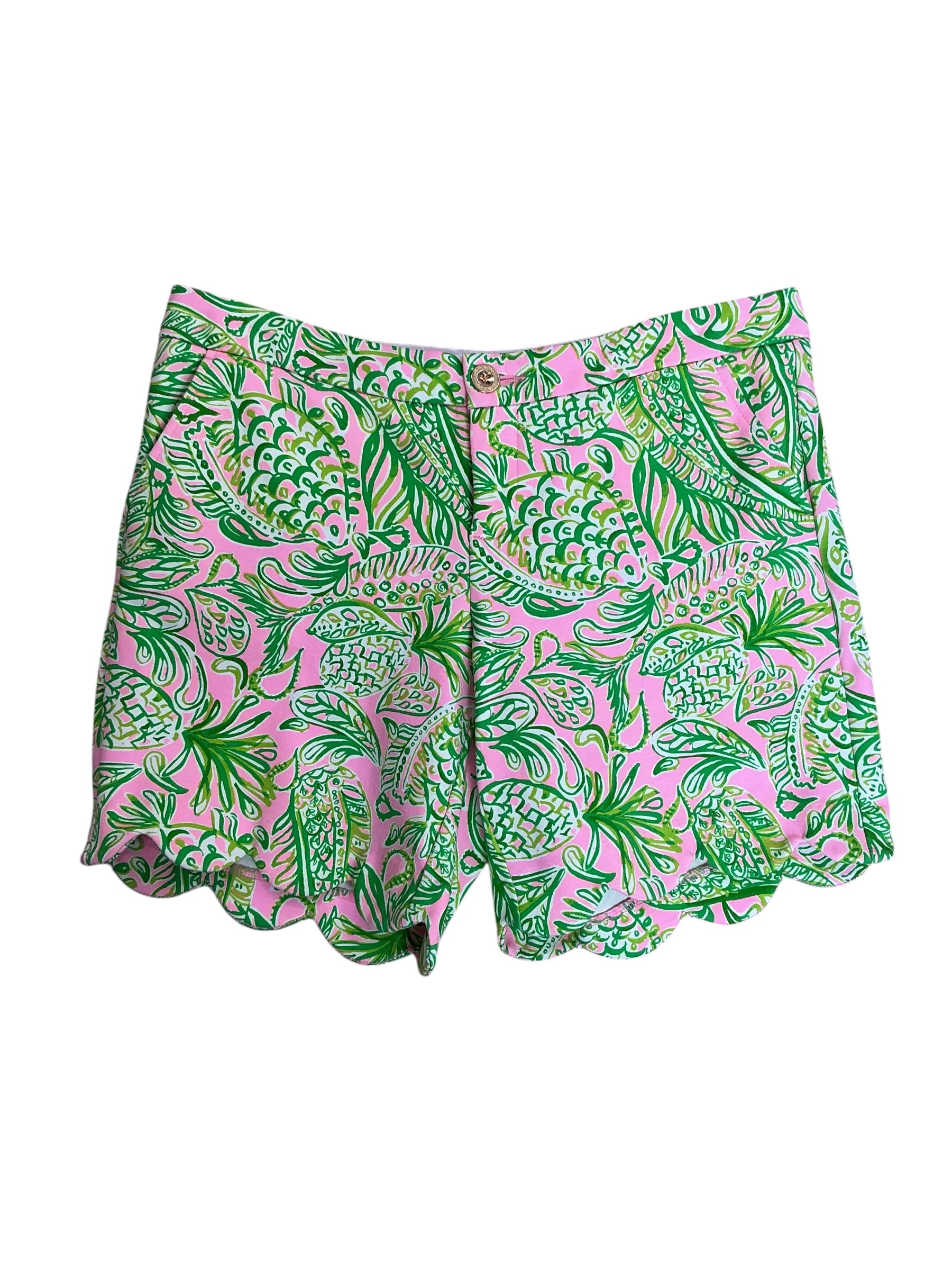 Lilly Pulitzer Darci Scalloped Knit Shorts Mandevilla Pineapple - Size 8