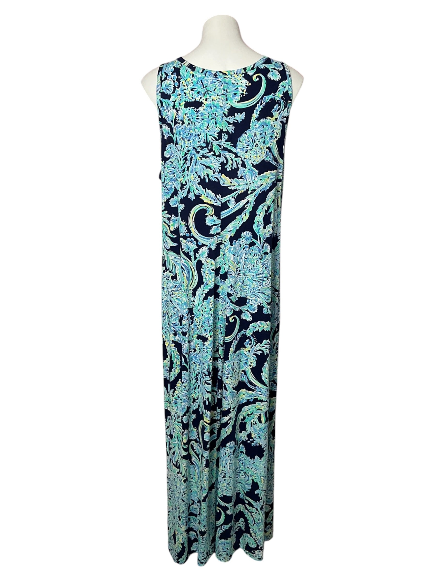 Lilly Pulitzer Merrill Maxi Dress High Tide Navy Scuba Doo - Size XL