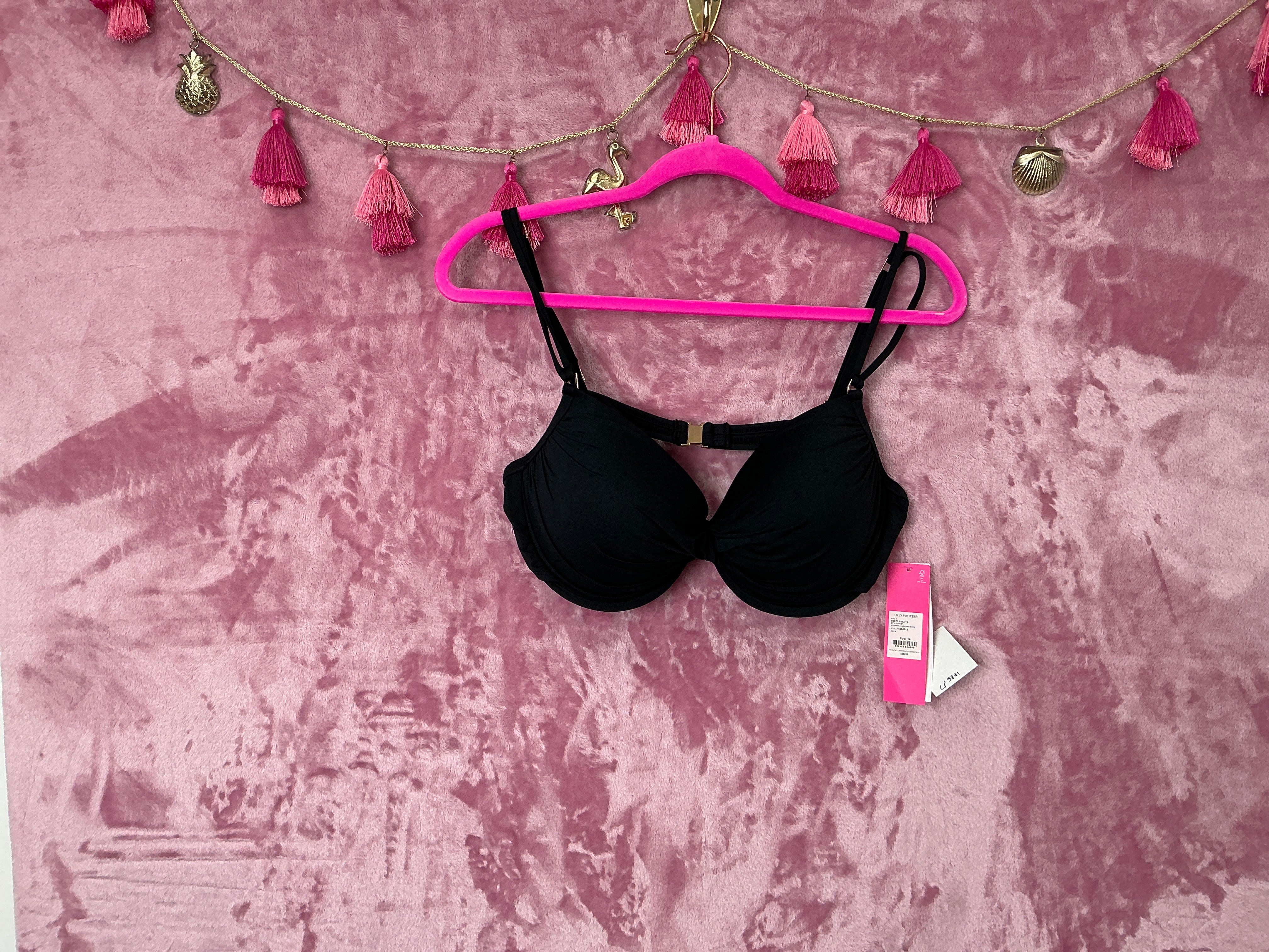 Lilly Pulitzer Bikini Top NWT - Blossom Underwire Bikini - Onyx - Size 14