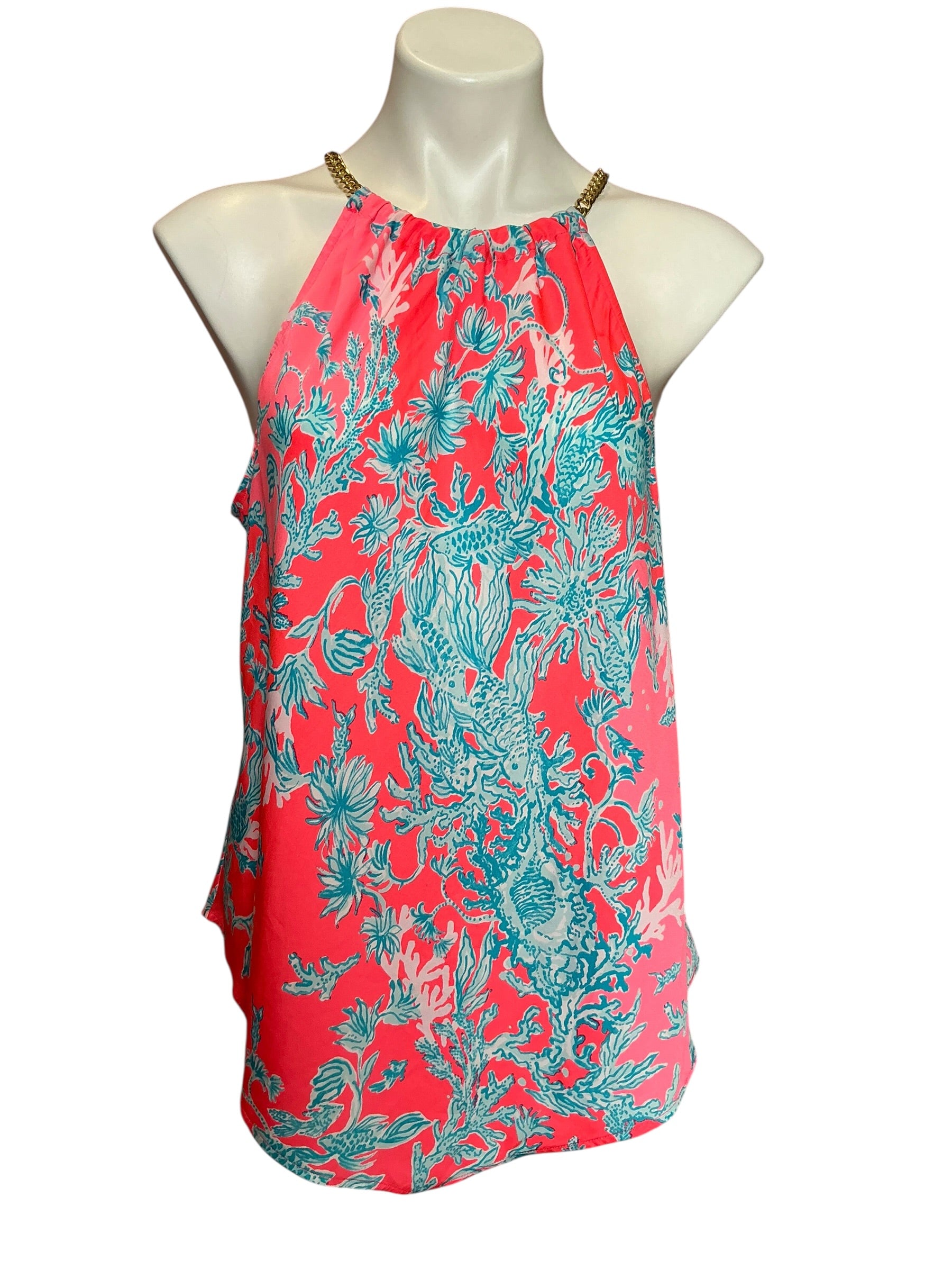 Lilly Pulitzer Cabana Halter Top Shelly Bay Coral Spritz - Size L