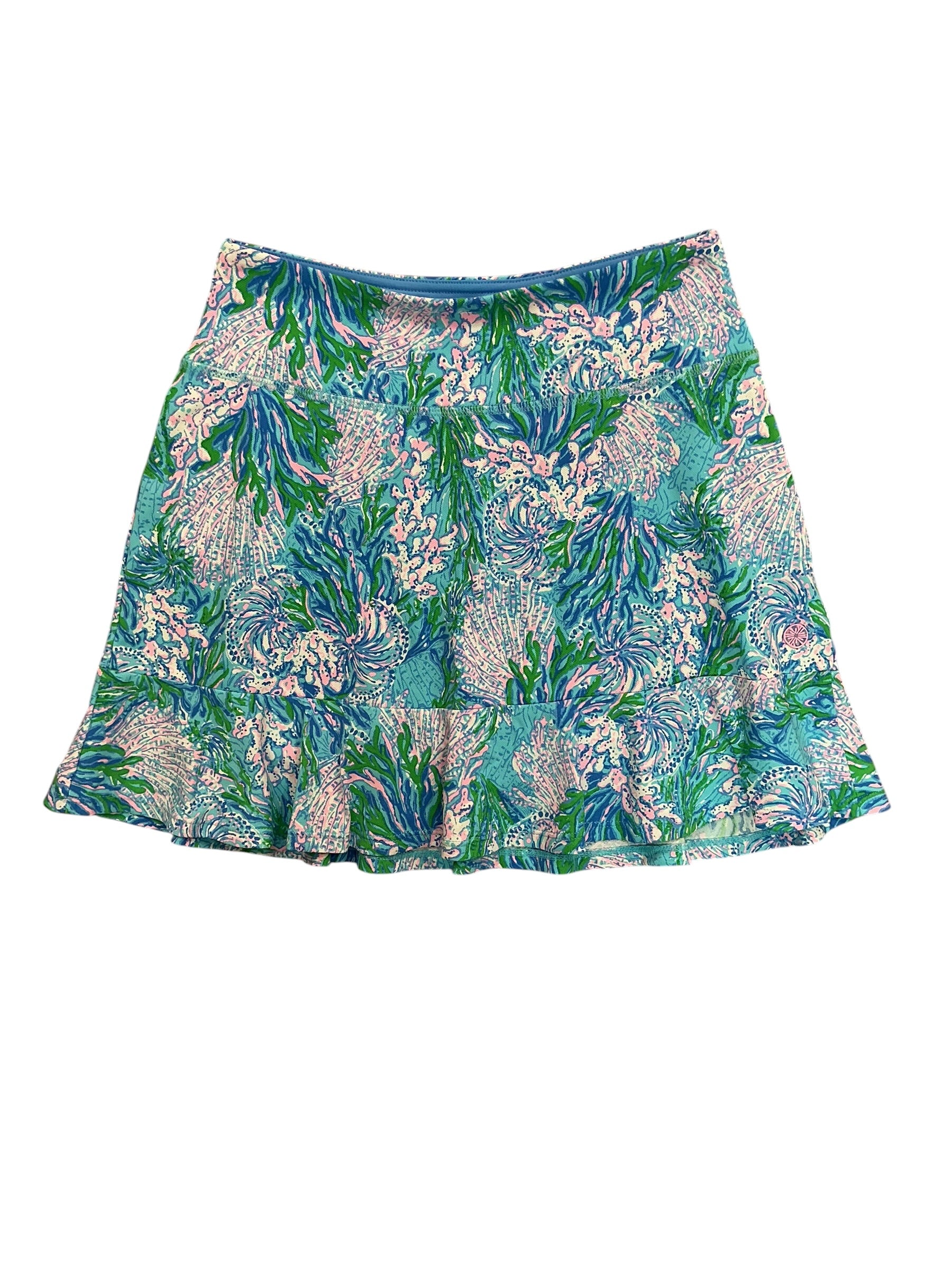 Lilly Pulitzer Luxletic Zadora High Rise Skort Las Olas Aqua Strong Current Sea - Size XS