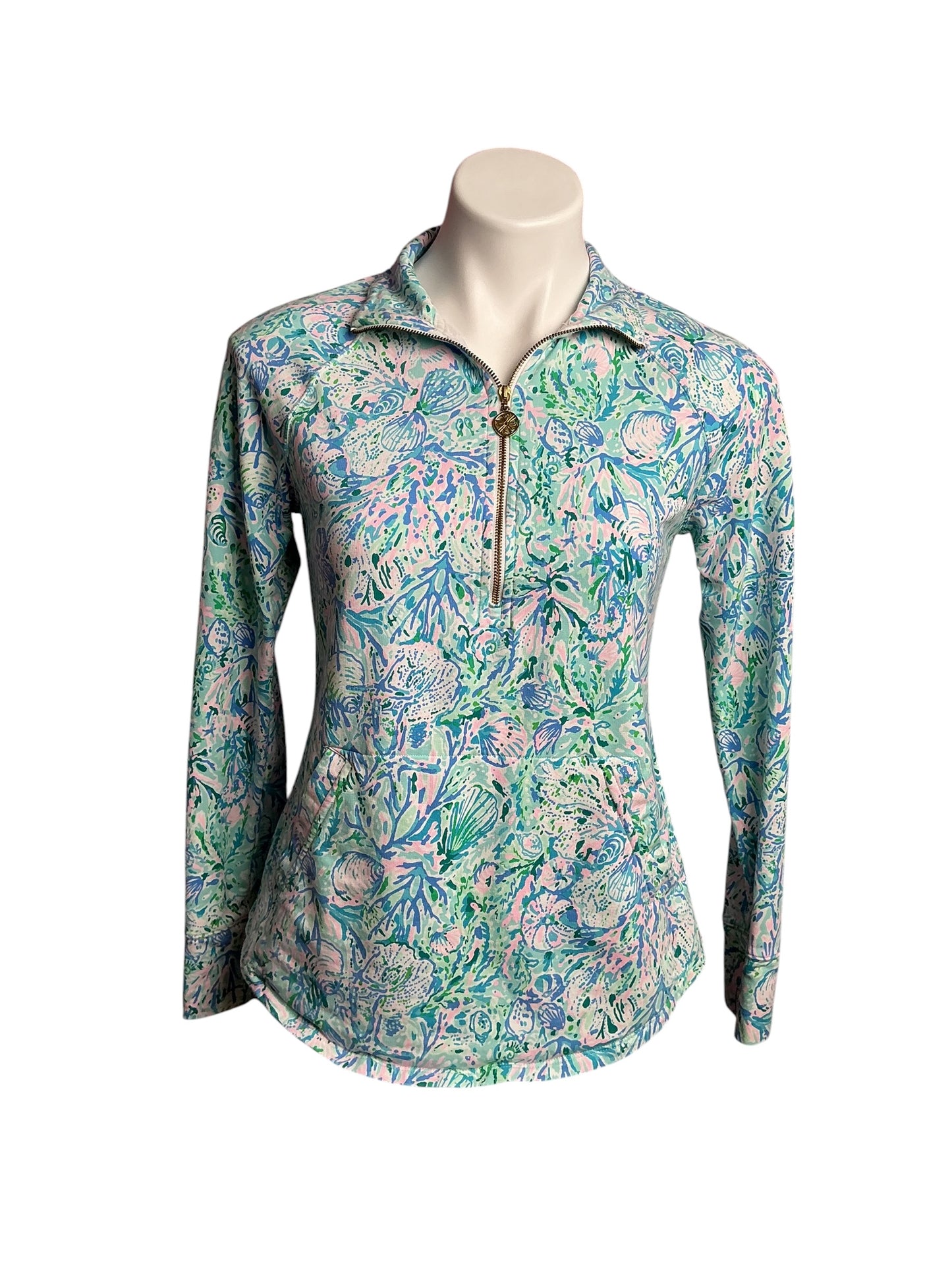 Lilly Pulitzer- UPF 50+ Skipper Popover Surf Blue Soleil It On Me Size XS