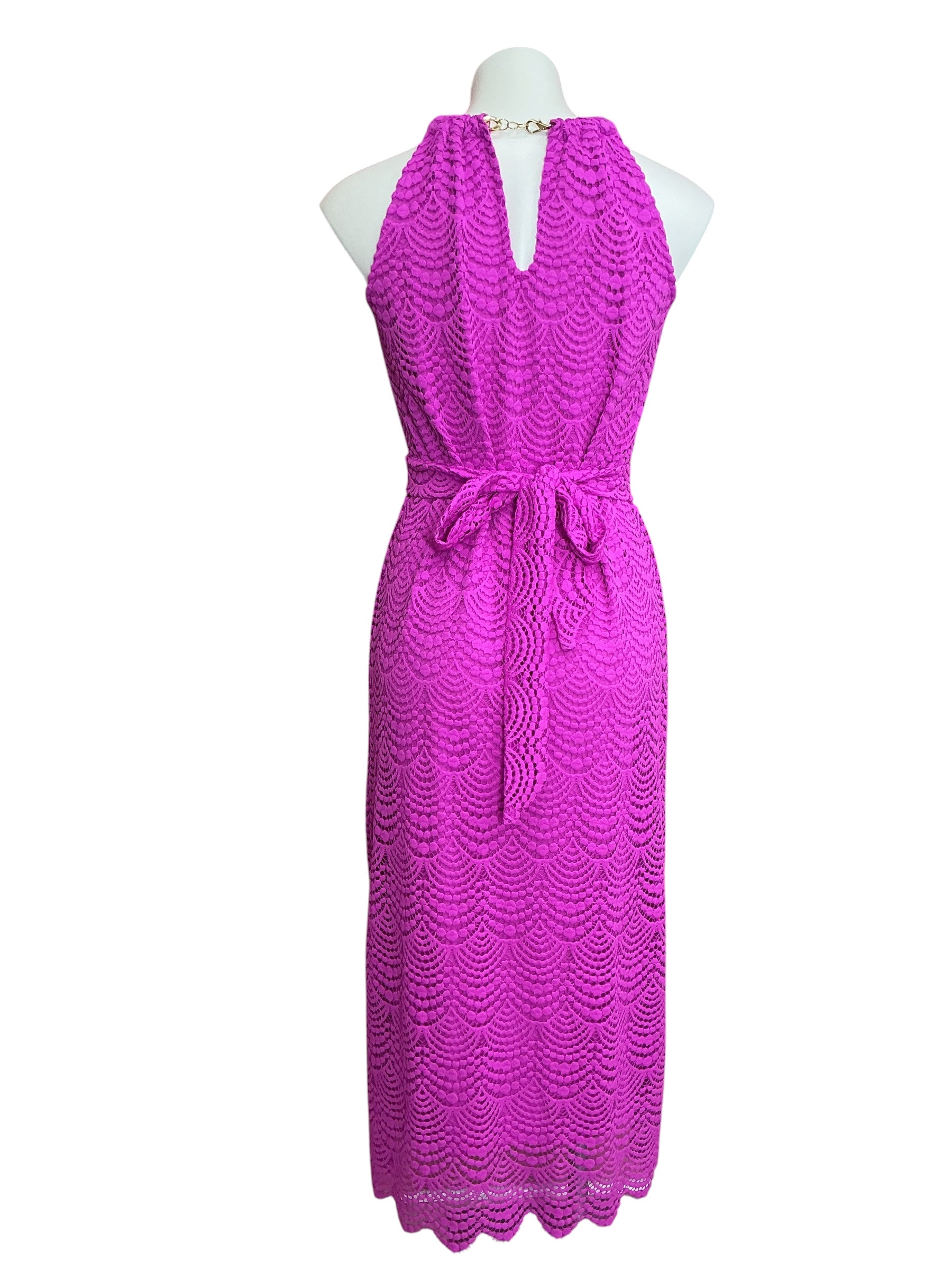 Lilly Pulitzer Bingham Lace Midi Dress Wild Fuchsia Scalloped Shell - Size XS