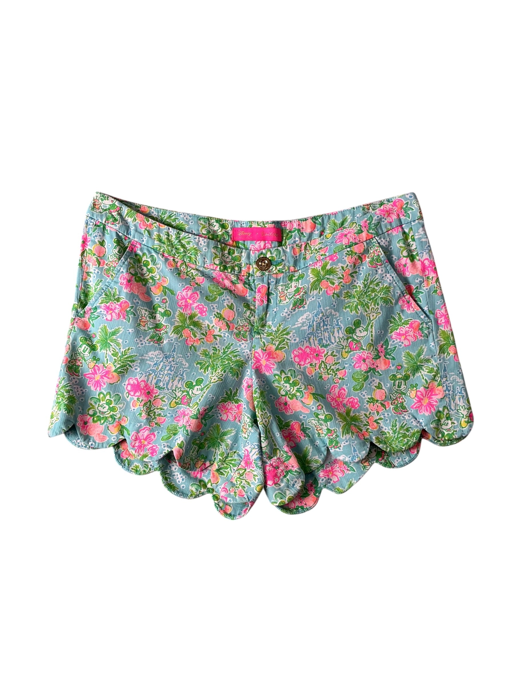 Disney Parks Collection x Lilly Pulitzer “Buttercup" Scalloped Short Lilly Loves Disney - Size 10