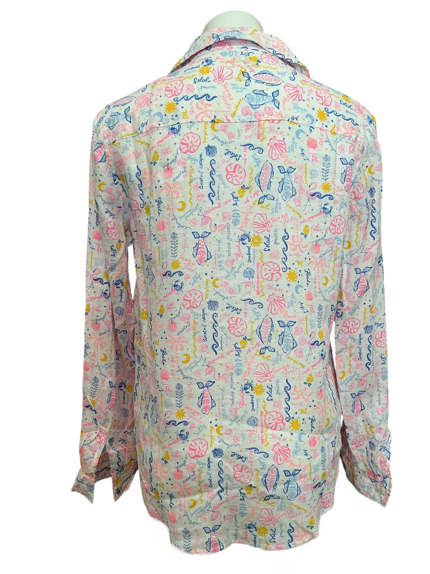 Lilly Pulitzer NWT Sea View Button Down Top Multi Summer Serenade - Size M