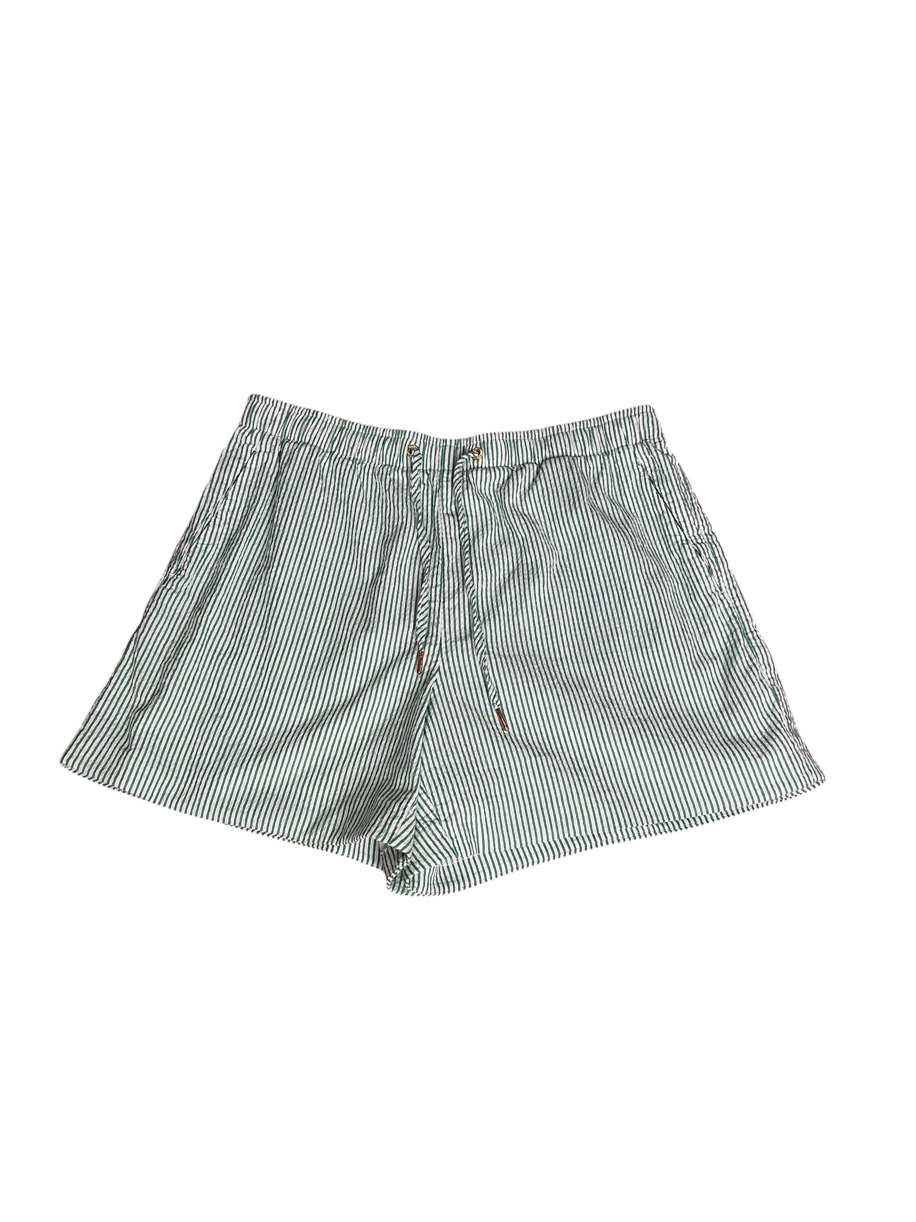 Lilly Pulitzer Ocean View Shorts Green and White Seersucker Stripe - Size M