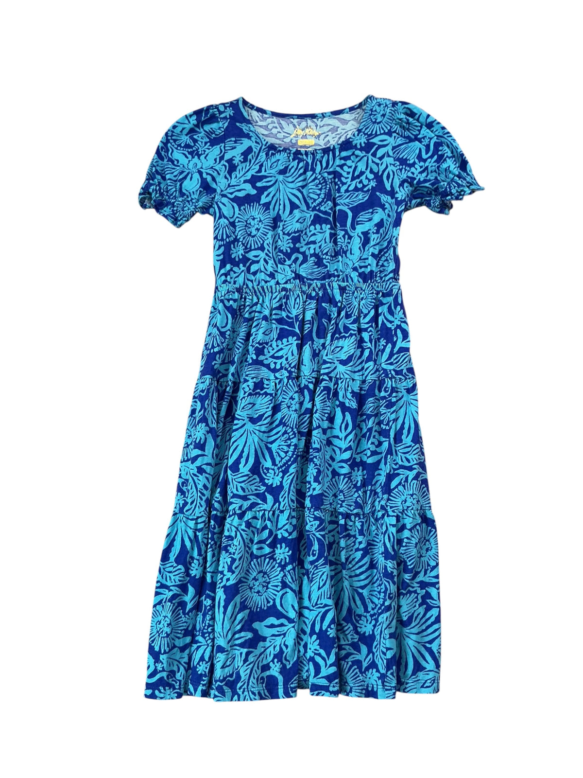 Lilly Pulitzer Girls Dean Midi Dress Martinique Blue Jungle Oasis - Size S (4-5)