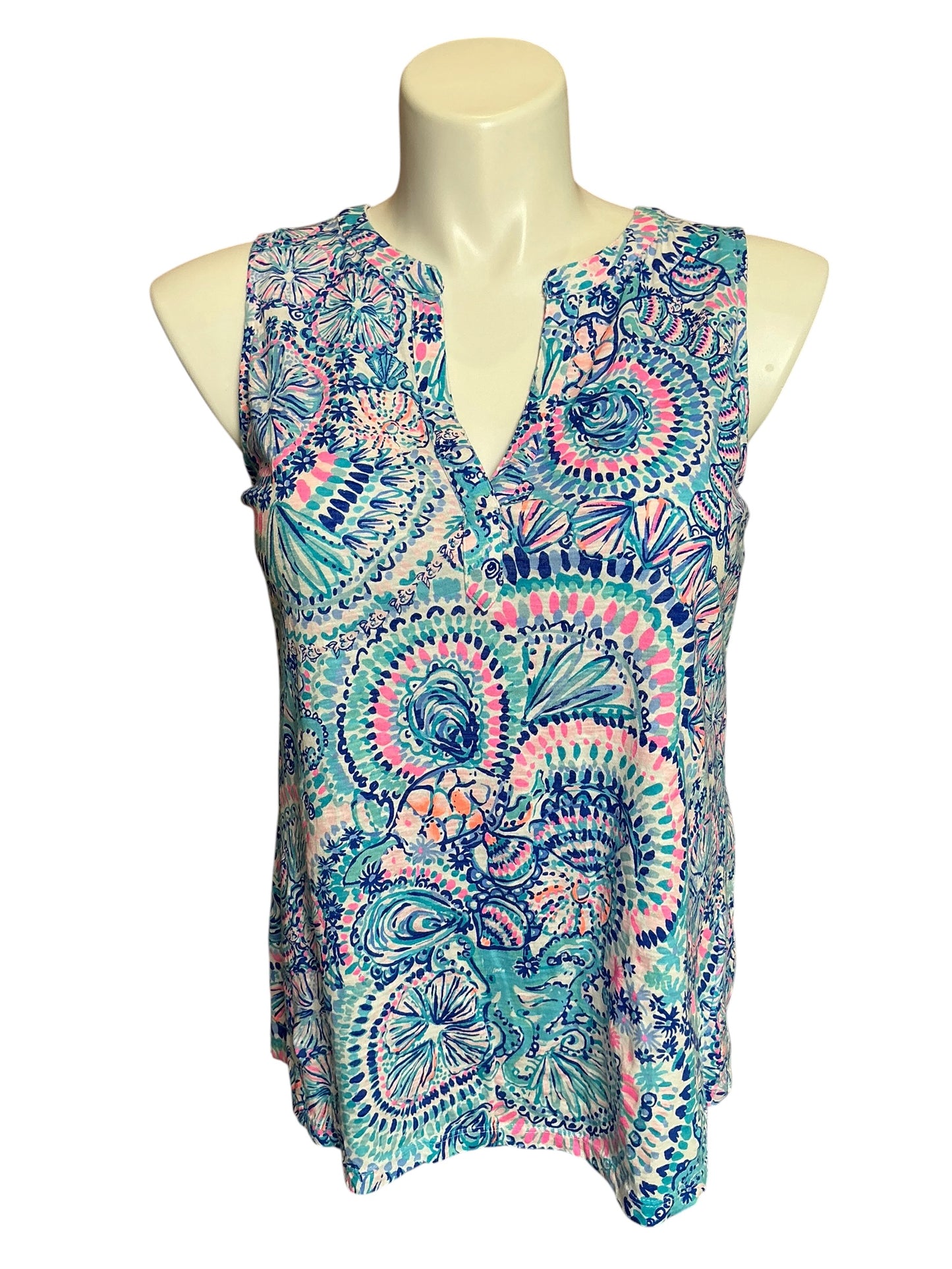 Lilly Pulitzer Dev Tank Top Shell Me About It - Size L