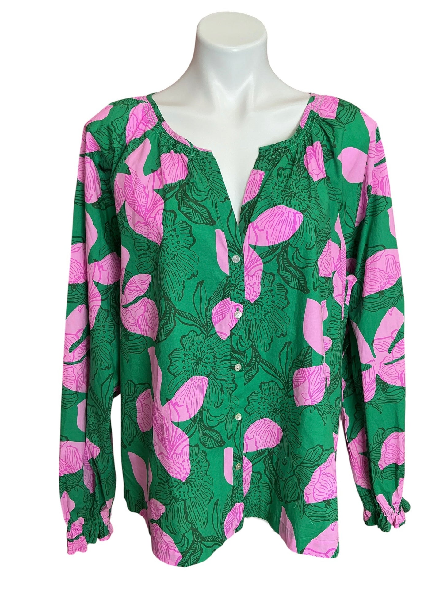 Lilly Pulitzer NWT Aldina Top Kitts Green Sunset Shadows - Size XL