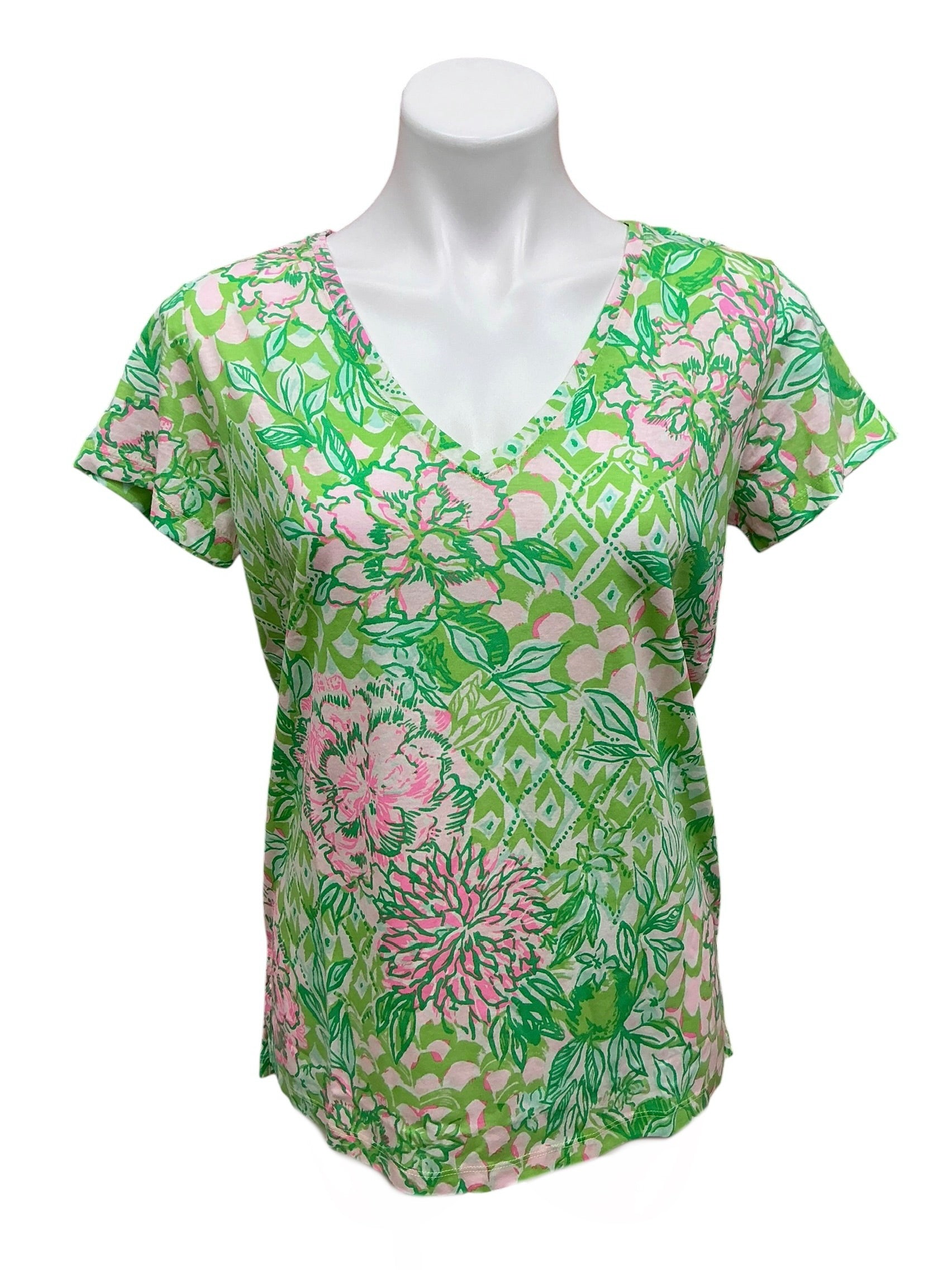 Lilly Pulitzer NWT Meredith Tee Fauna Green Lime Feeling Good - Size M