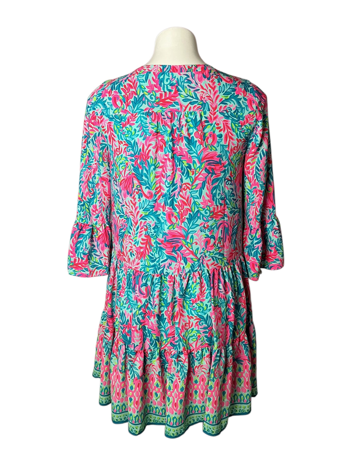 Lilly Pulitzer 3/4 Sleeve Gabriel Dress Surf Blue Flim Flam Engineered - Size 2