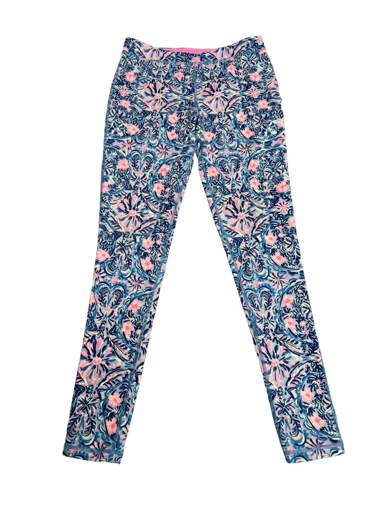 Lilly Pulitzer Girls Luxletic Weekender Leggings, Blue Periwinkle- Takin It Easy Size XL (12-14)