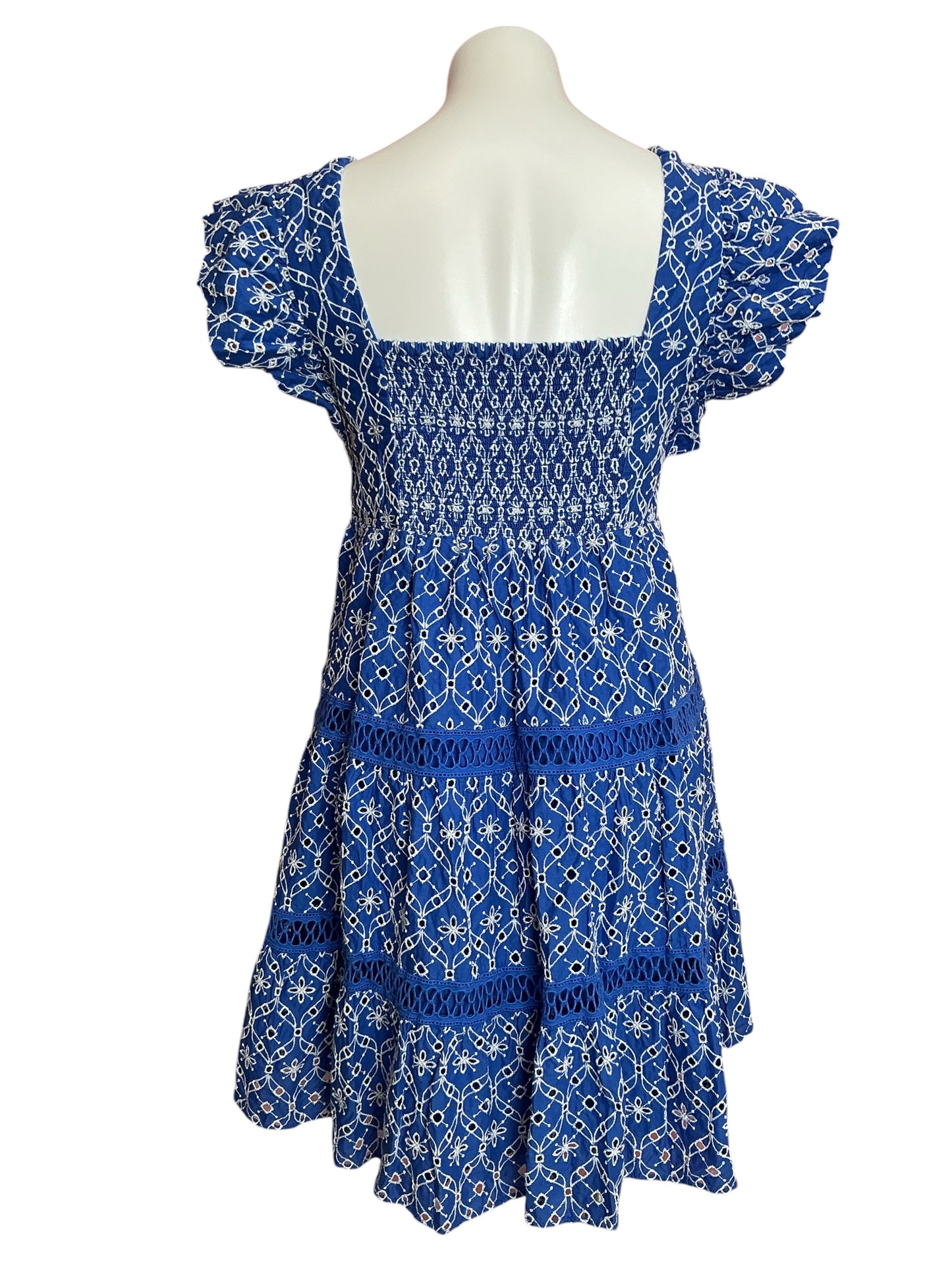Lilly Pulitzer Morrie Ruffle Sleeve Eyelet Dress Blue Grotto - Size 16