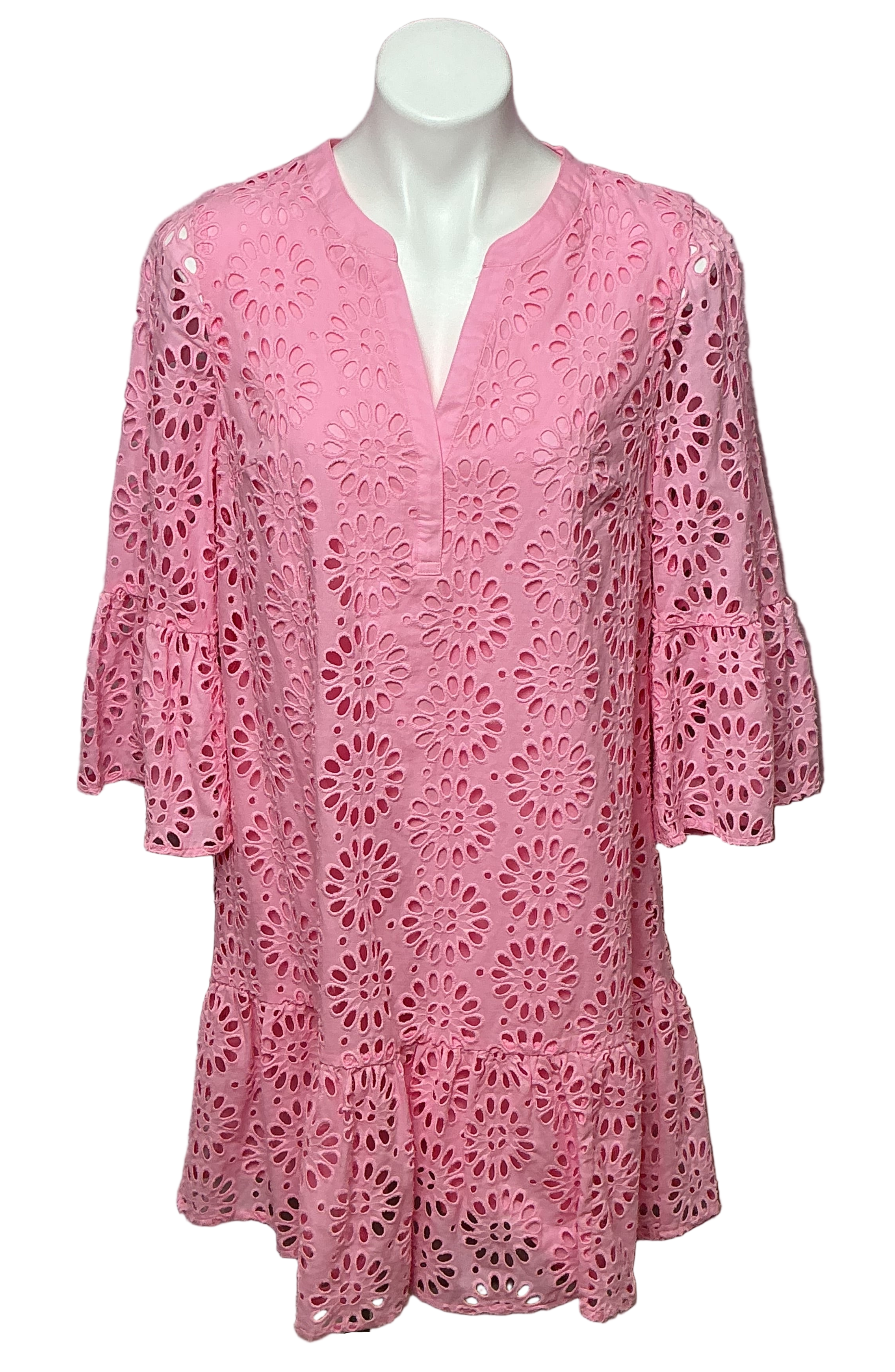 Lilly Pulitzer NWT - Bekah 3/4 Sleeve Eyelet - Peony Pink Oversized Pinwheel Eye - Size M