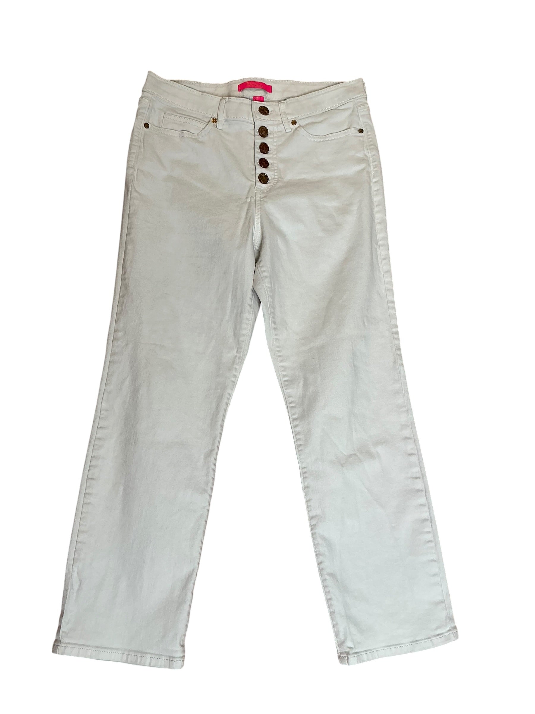 Lilly Pulitzer South Ocean High Rise Straight Leg Jean Resort White - Size 8