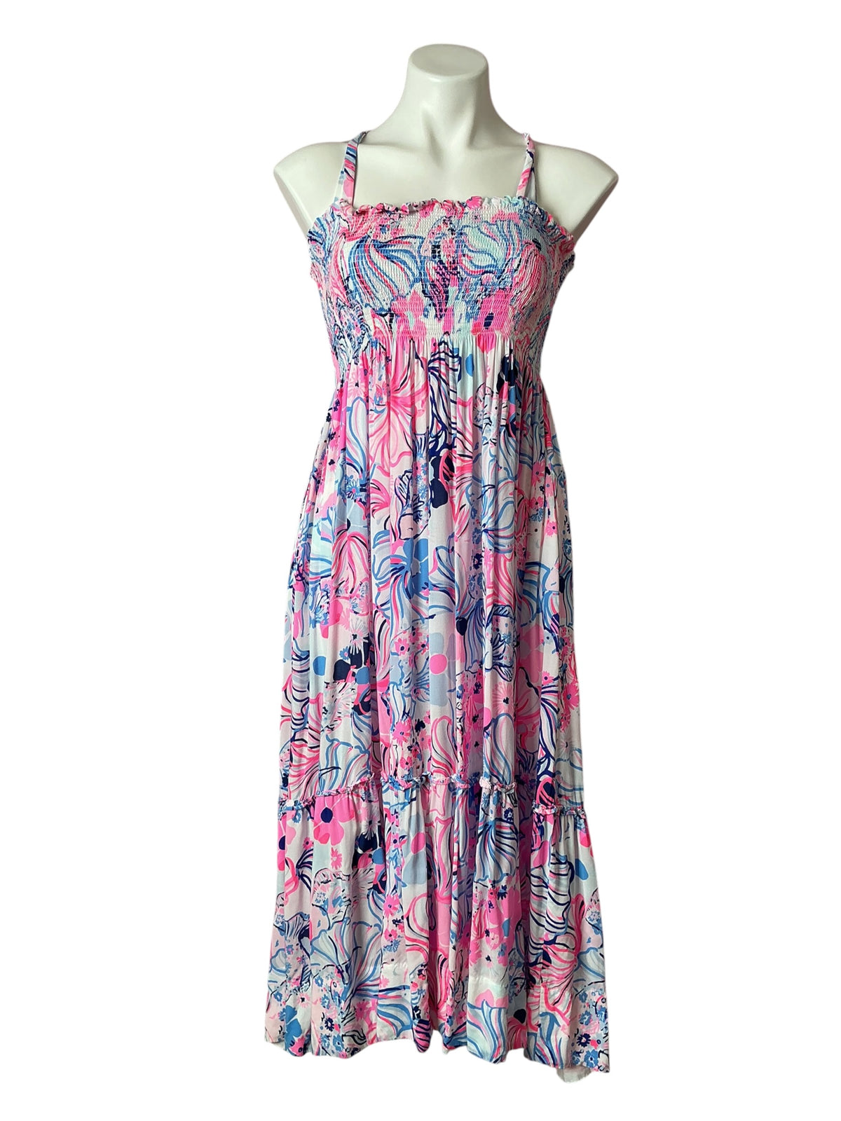 Lilly Pulitzer Lizette Maxi Dress Prosecco Pink Make a Splash - Size XS