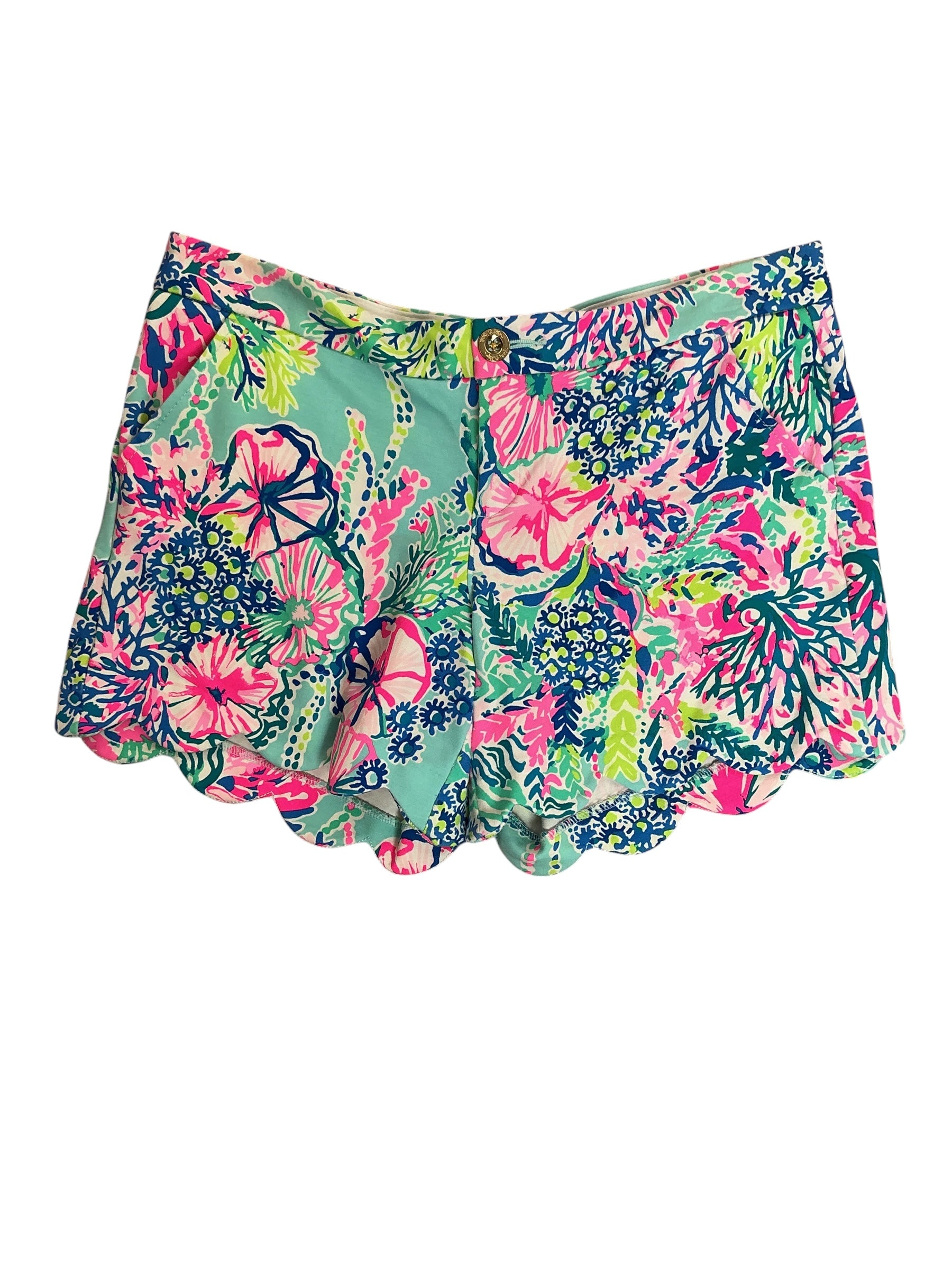 Lilly Pulitzer Buttercup Scalloped Shorts Beach You To It - Size 8